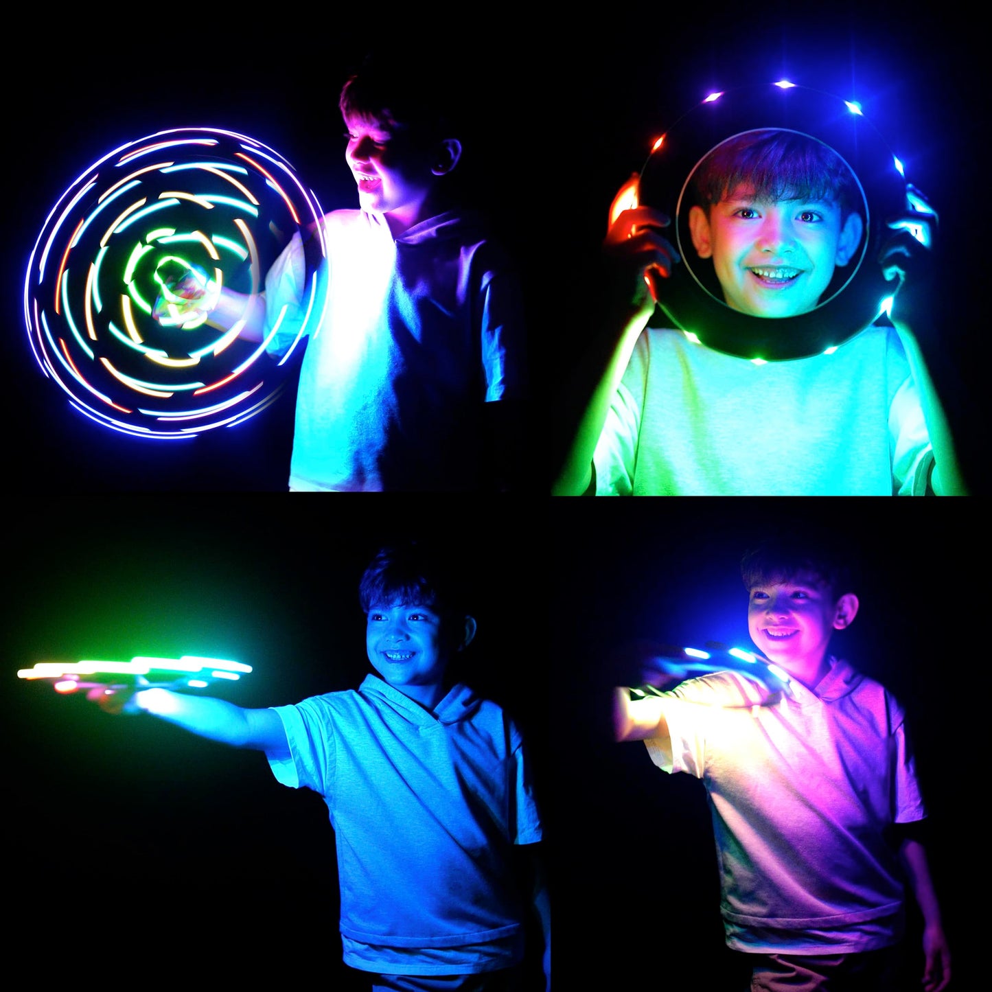 TOSY Flying Ring - 12 Monocolor LEDs, Super Bright, Lost Mode, Auto Light Up, Easter Basket Stuffers Gift for Kid/Teen/Boy/Girl, Safe, Waterproof, Pool/Beach/Camping Toy, 3-Pack