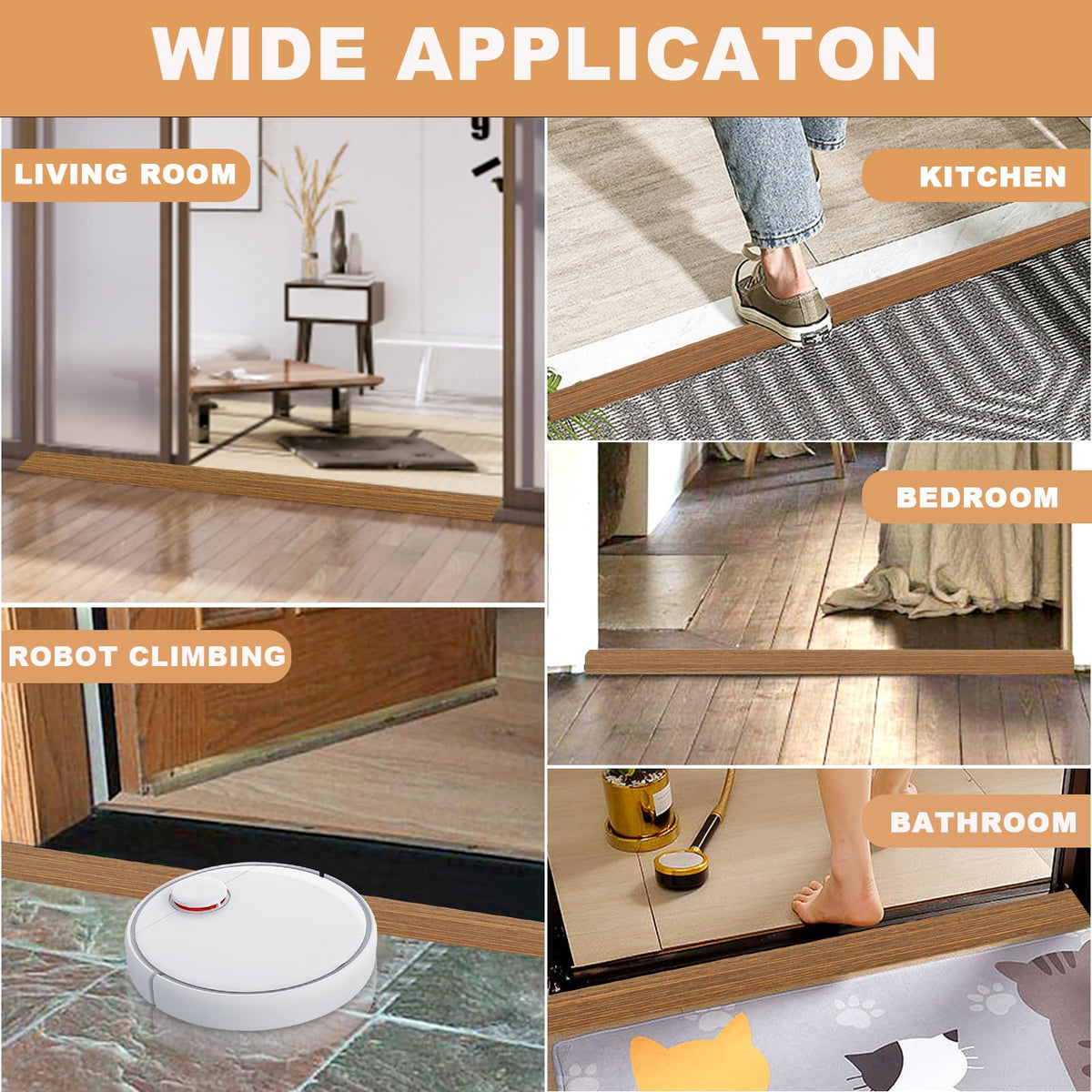 Vinyl Door Threshold Flooring Transition Strip Self Adhesive Carpet Edging Strip for Laminate Doorway Edge Threshold from 1 (10 Foot)