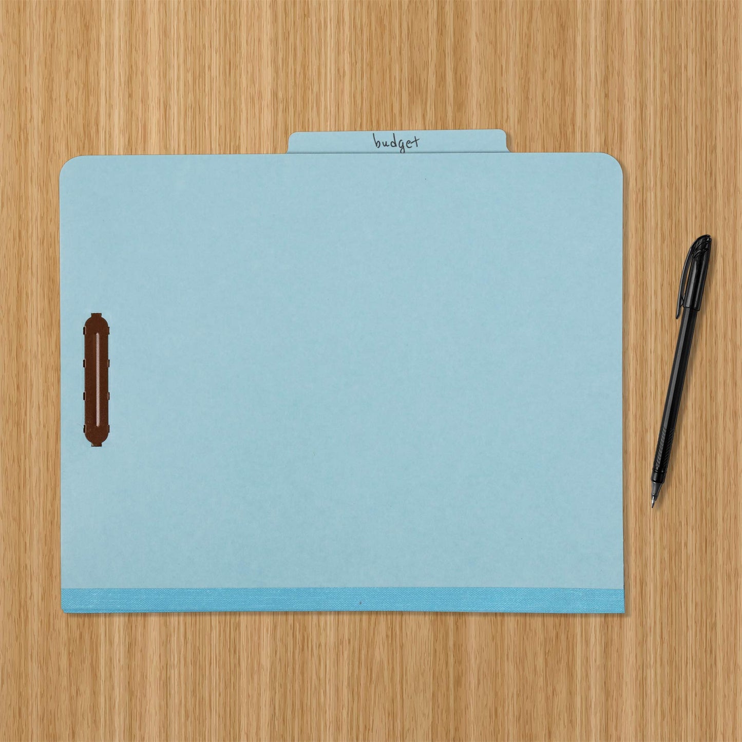 Amazon Basics Classification Folder with Prongs, 100% Recycled, 2 Dividers, 2" Embedded Fasteners, Letter Size, for Documents Organization, Light Blue, 10 Count
