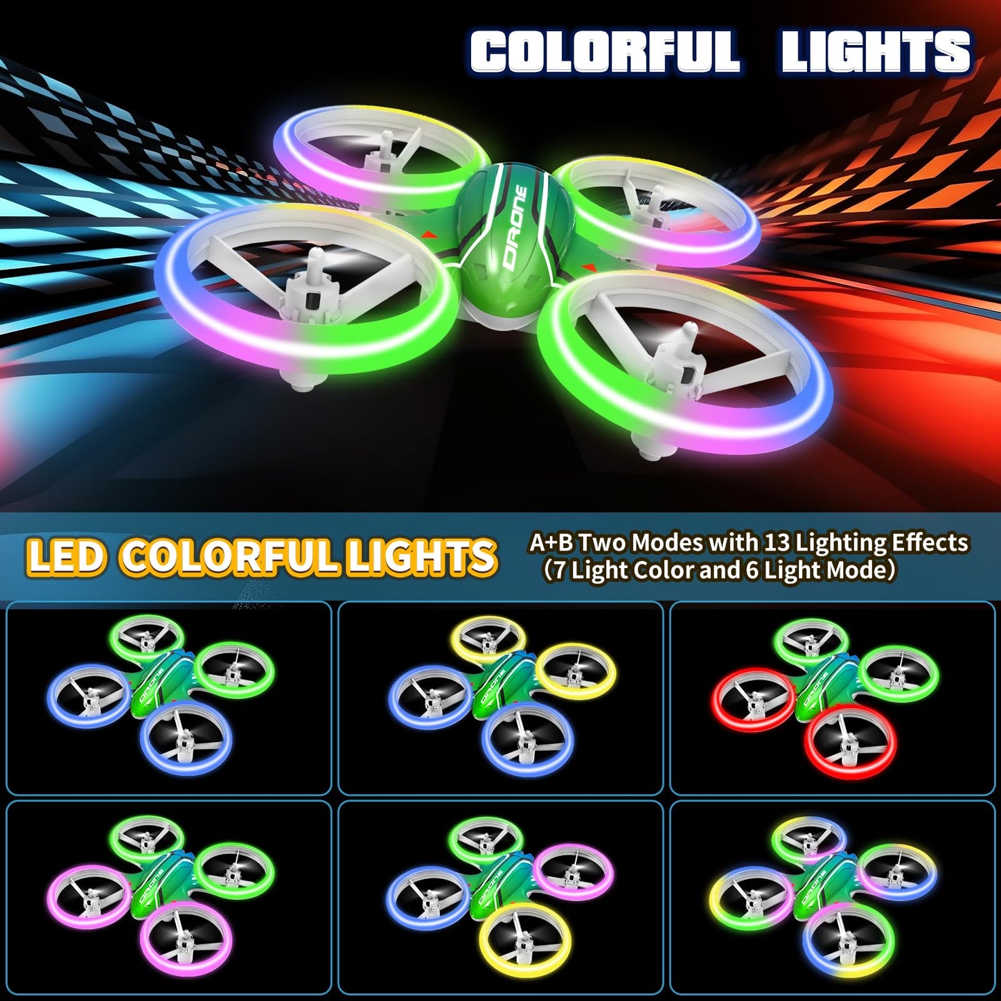 Mini Drones for Kids Beginners,Remote Control RC Quadcopter with Altitude Hold and 3D Flips with LED Lights and 2 Batteries,Full Propeller Protect,Toys for Boys and Girls