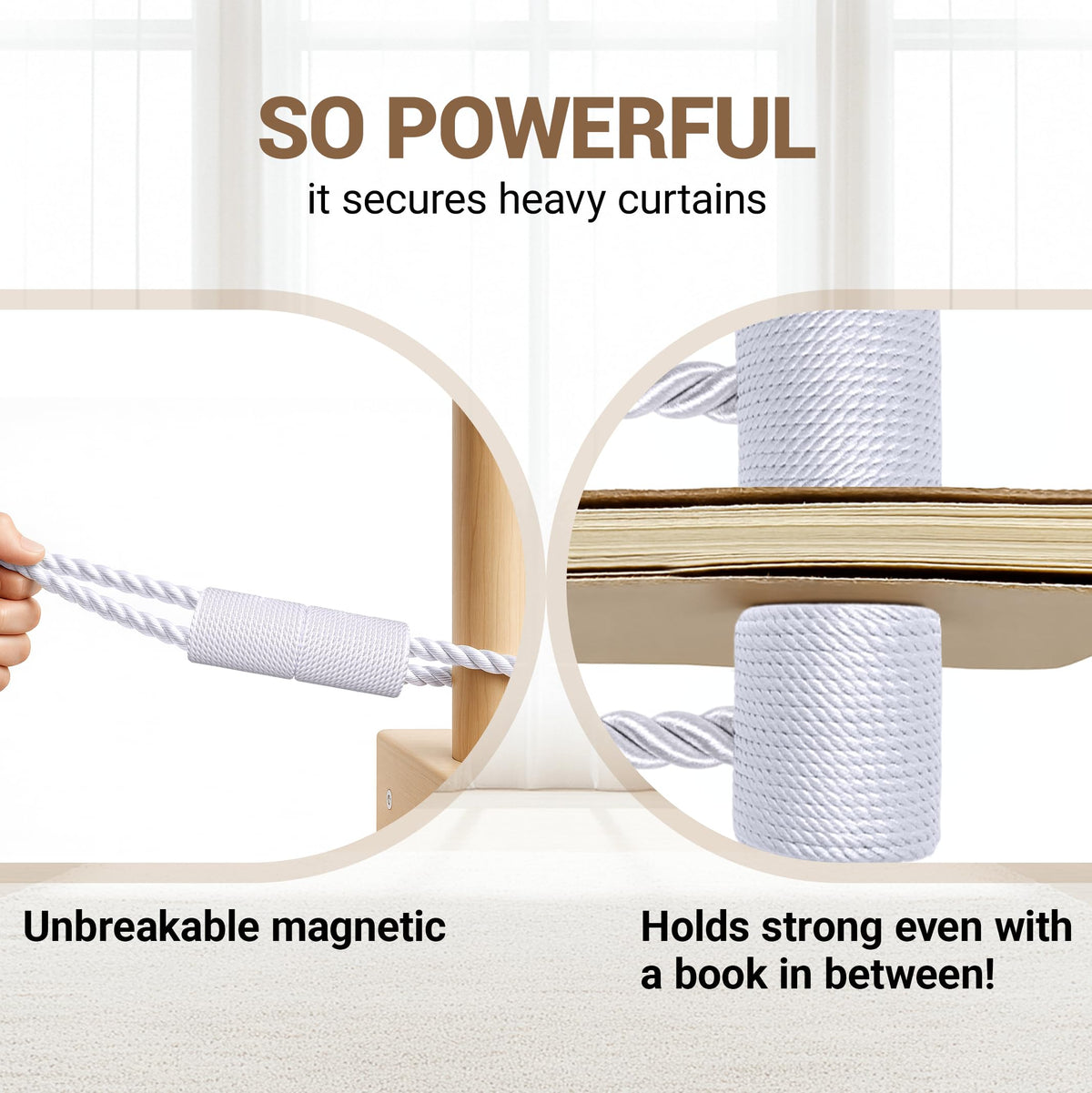 Magnetic Curtain Tiebacks White 6pcs (6 Count)