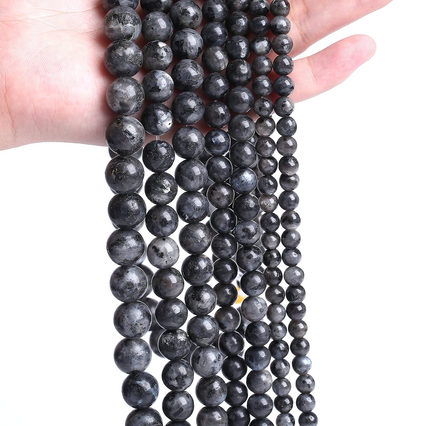 10mm 38pcs Natural Black Labradorite Stone Beads Round Larvikite Beads for Jewelry Making DIY Bracelet 15" Strand Wholesale (Black Larvikite Labradorite Beads, 10mm)