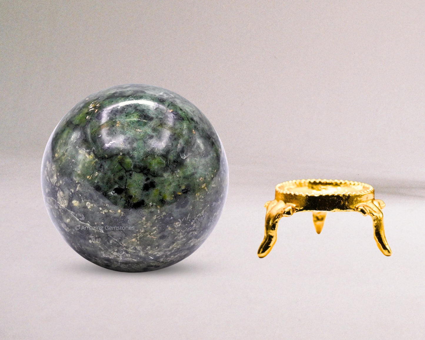 Amazing Gemstone Green Jade Crystal Ball with Stand - 2 Inches Crystal Sphere Meditation Balls for Witchcraft and Decorative Balls