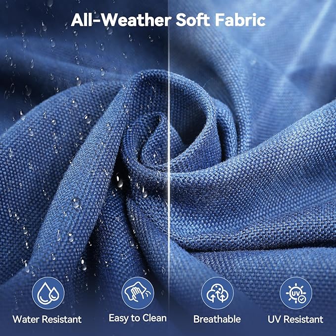 Luxury 6" Outdoor Cushions for Patio Furniture, 24x24x6" Thick Seat Cushion Set of 10, Fade Resistant Couch Chair Replacement Cushions High Density Deep Wicker Chair Cushion w/ Removable Cover, Blue