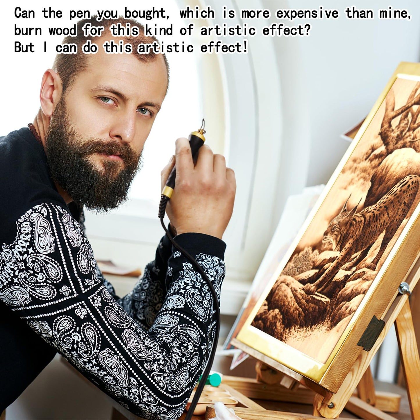 FIRElood Wood Burning Tool, Wood Burner kit Pen 25~750℃, Wood Burning kit with Digital Thermometer Temperature Adjustable Temperature, 2 pyrographic Wood Burning pens, 30 Wood Burning Pen Tips