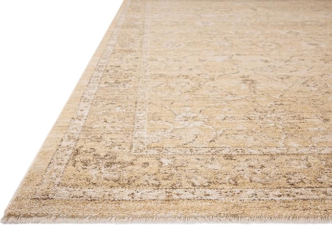 Loloi Chris Loves Julia Palma Collection PLM-10 Wheat/Bark 2'-3" x 3'-10" Fringe Accent Rug Vintage Style Boho Living Room Bedroom Carpet