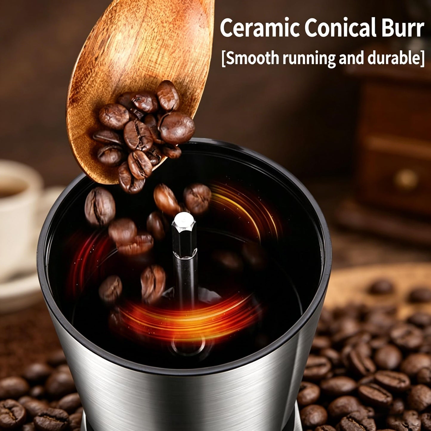 BOMANSI BOMS Manual Coffee Grinder - 8 Adjustable Coarseness Settings, Hand Crank Coffee Mill, Large Capacity, Portable Hand Coffee Grinder for Moka pot, French Press, Drip, Espresso, Gift