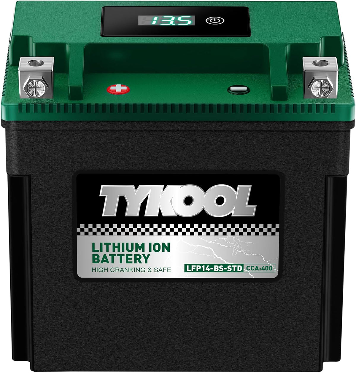 TYKOOL YTX14-BS-STD 400 CCA,Lithium LiFePO4 12v Motorcycle Battery,ATV Battery,2X Cranking Amps,Digital Readout for SOC,Comptitable for ATV,Piaggio Scooter,Honda UTV,Yamaha Snowmobile