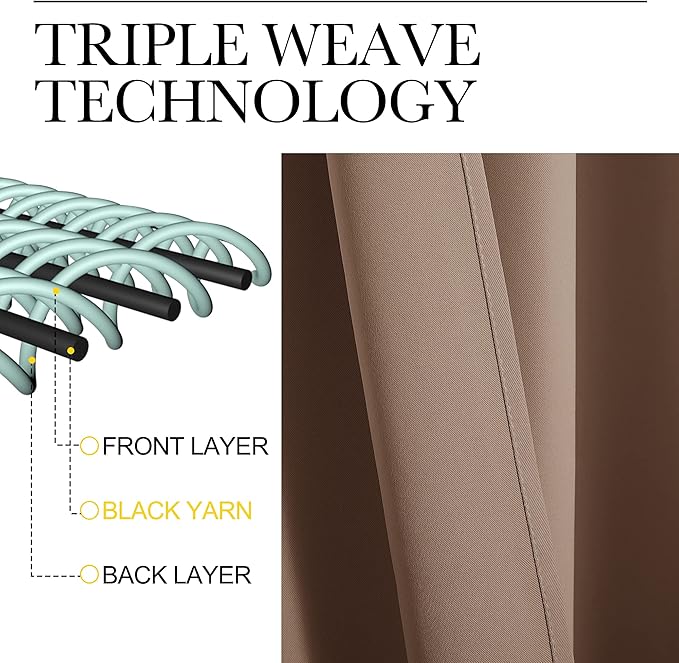 NICETOWN Light Reducing Grommet Curtains - Tripe Woven Textured Soft Curtain Panels for Living Room Window Treatment Drapes (2 Panels, W42 x L90, Cappuccino)