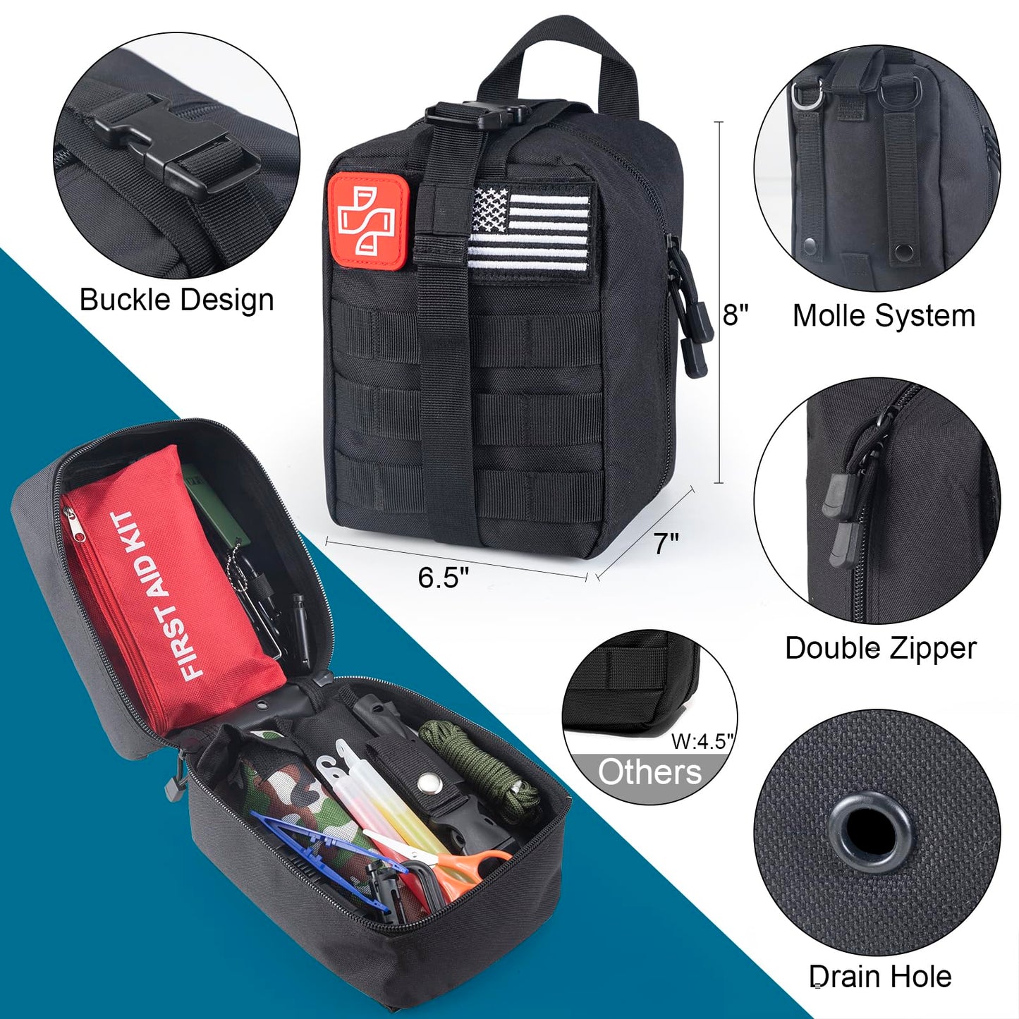 254 in 1 Survival Kit, First Aid Kit Survival for Outdoor Emergencies Includes Hatchet, Shovel, Flashlight, Tools Ideal for Camping, Hiking, Travel Gift for Men