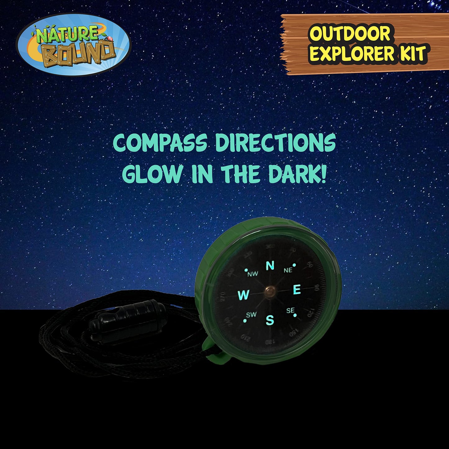 Nature Bound Outdoor Explorer Kit with Flashlight, Compass, Whistle, and Field Guide, Gift for Boys and Girls for Hiking, Camping, and Exploring Nature