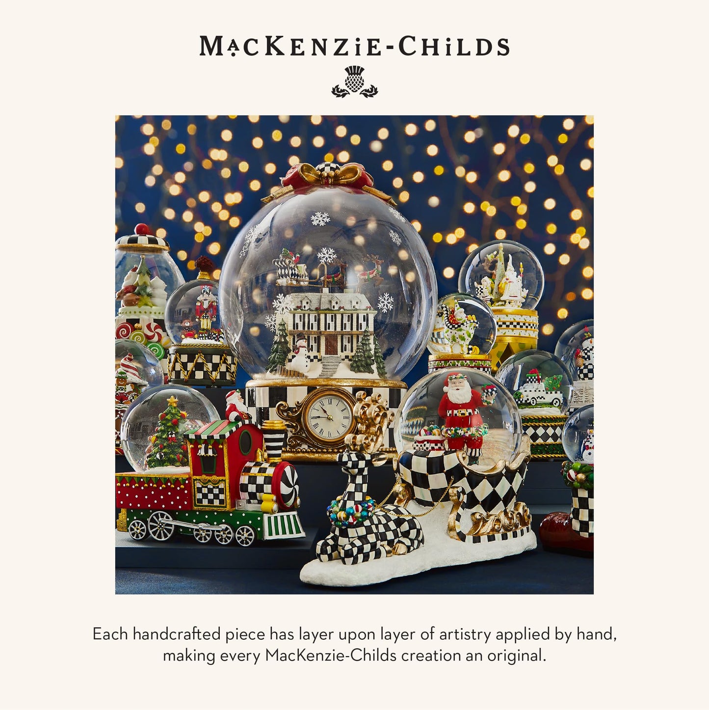 MACKENZIE-CHILDS Snow Globe, Christmas Decor for Living Room, Nutcracker