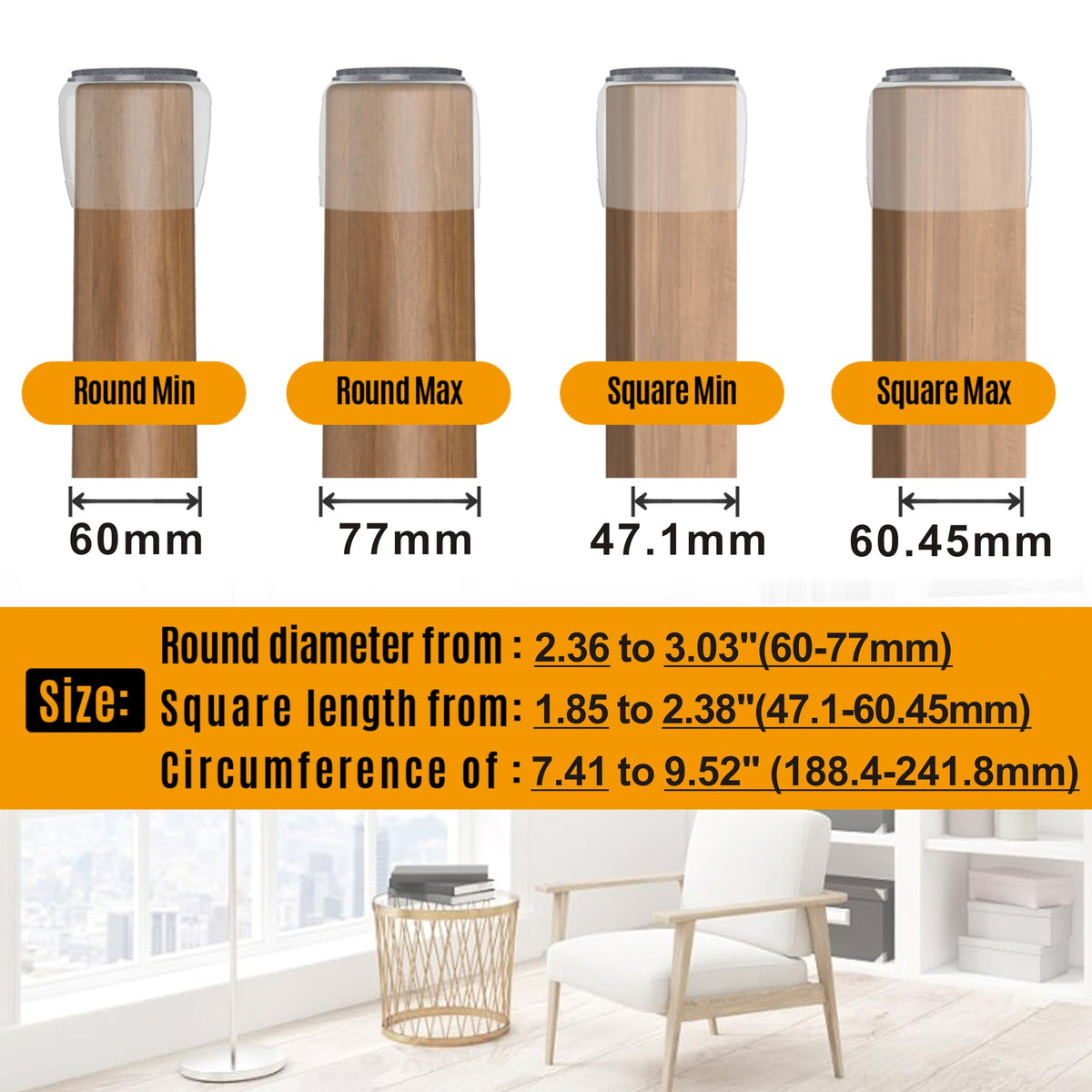 Extra Large Chair Leg Floor Protectors (8 Count)