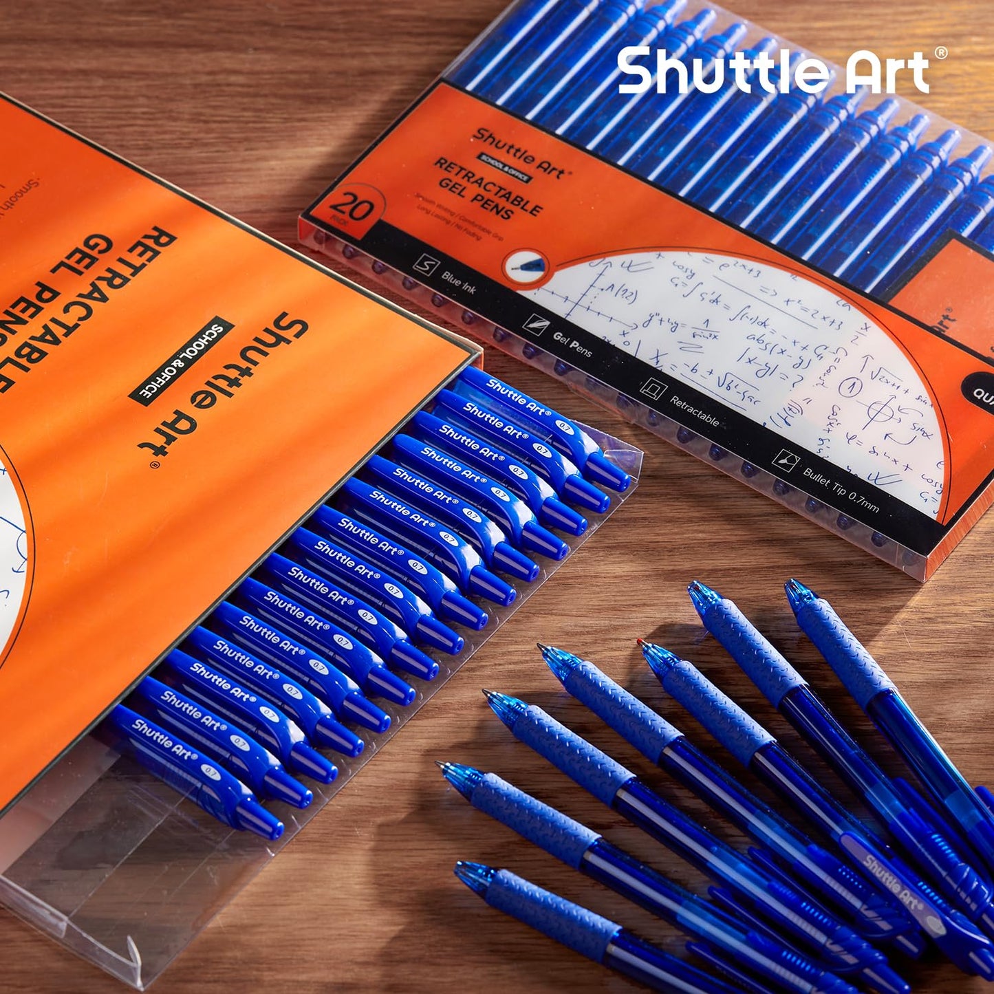 Shuttle Art Blue Gel Pens, 40 Pack Retractable 0.7mm Medium Point Rollerball Blue Ink Pens Smooth Writing with Comfortable Grip for Writing Journaling Taking Notes Office School Home