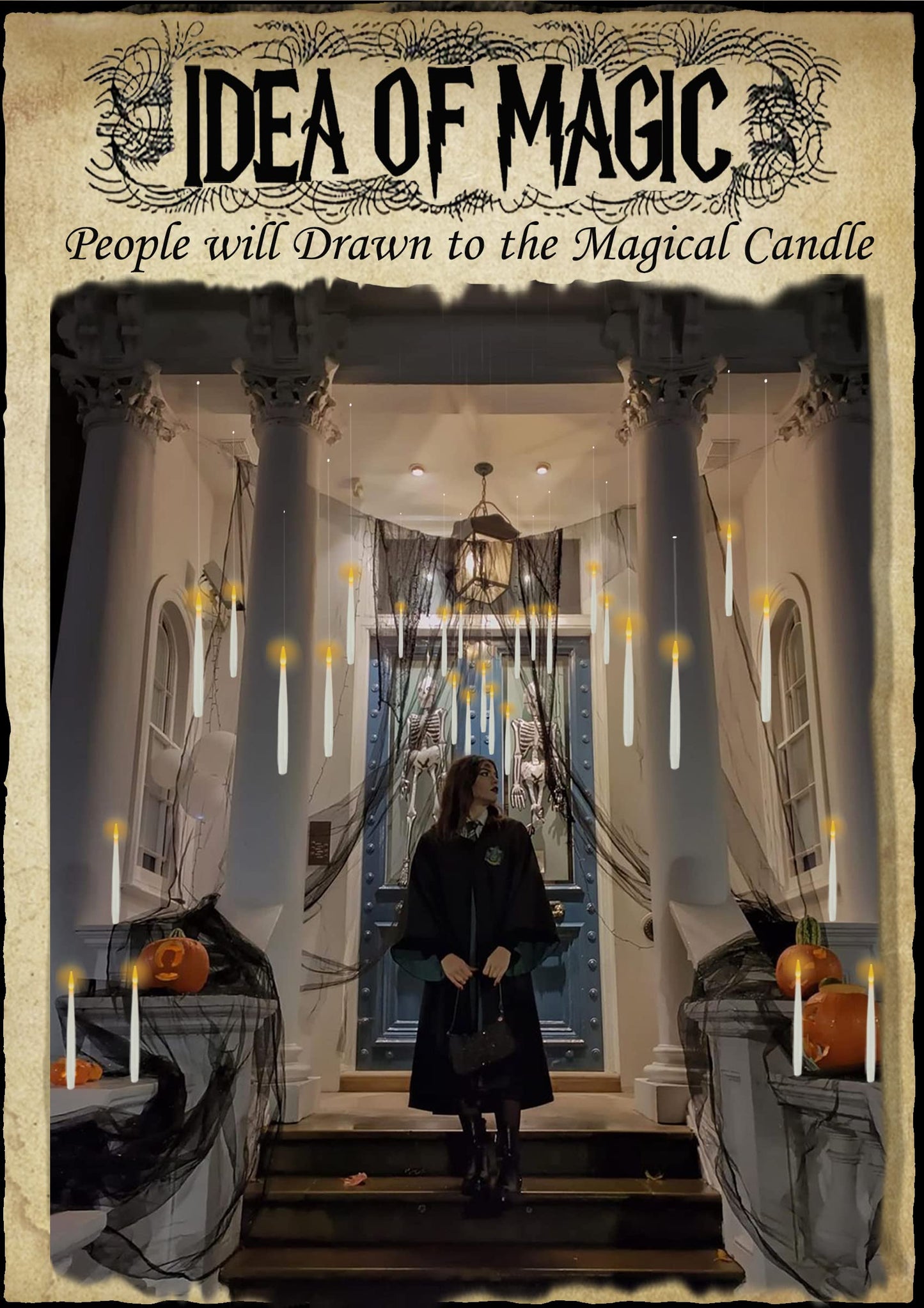 Floating Candles, 20PCs Floating Candle with Wand, Magic Hanging Candles Flickering Warm Light Flameless Floating LED Candle, Battery Operated Taper Candle Set for Birthday Theme Party, Gift for Kids