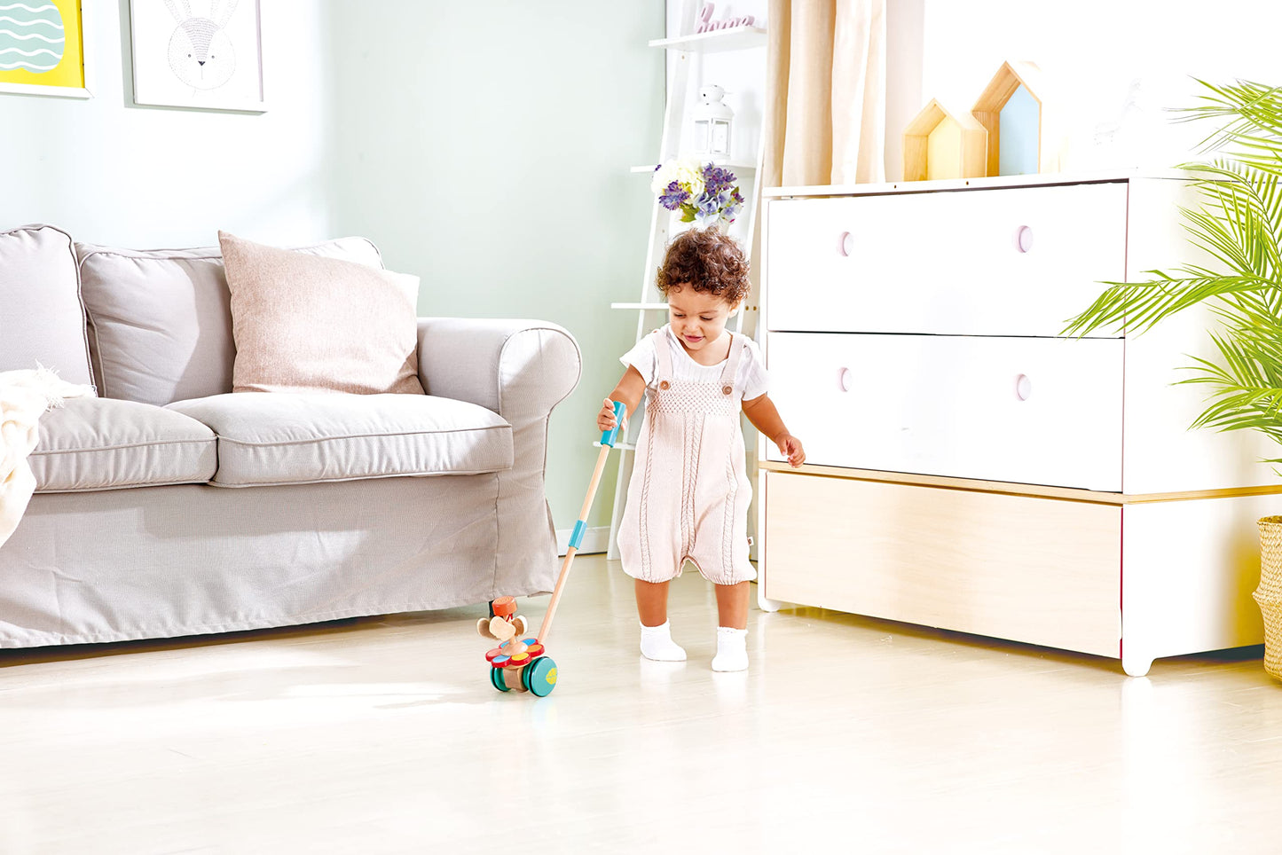 Hape Dancing Butterflies Push and Pull Toy, Assorted Colors, 12+ Months, L: 4, W: 6.9, H: 22.2 inch