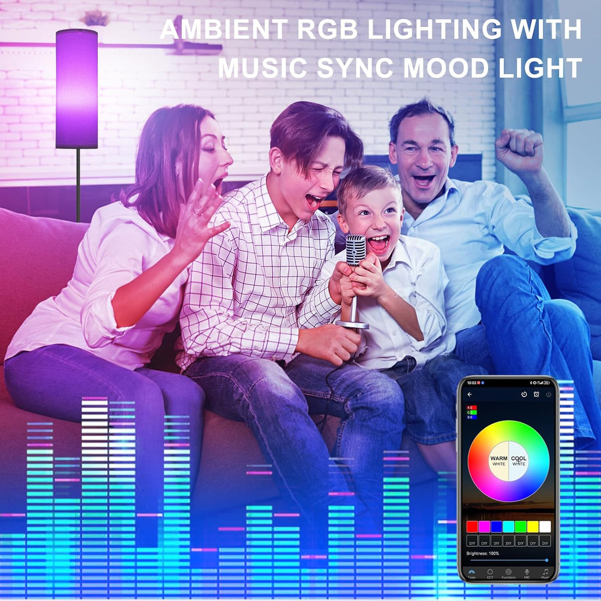 FRIDEKO HOME Floor Lamps for Living Room, Dimmable Colors Temperature & Brightness, Modern Floor Lamp Remote, Tall Standing Lamps for Kid Room Bedroom Office, White Lampshade 9W RGB Smart Bulb