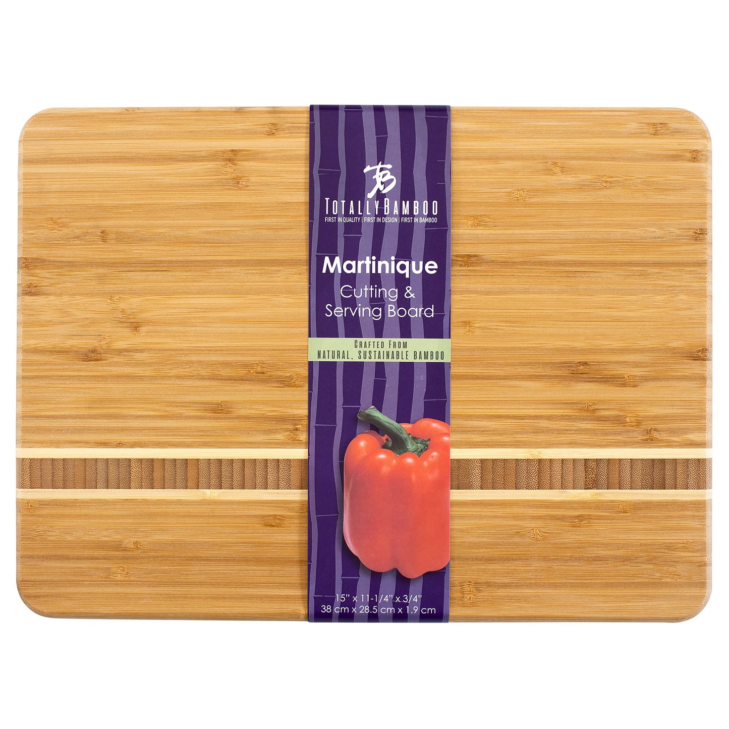 Totally Bamboo Martinique Bamboo Serving and Cutting Board, 15" x 11"