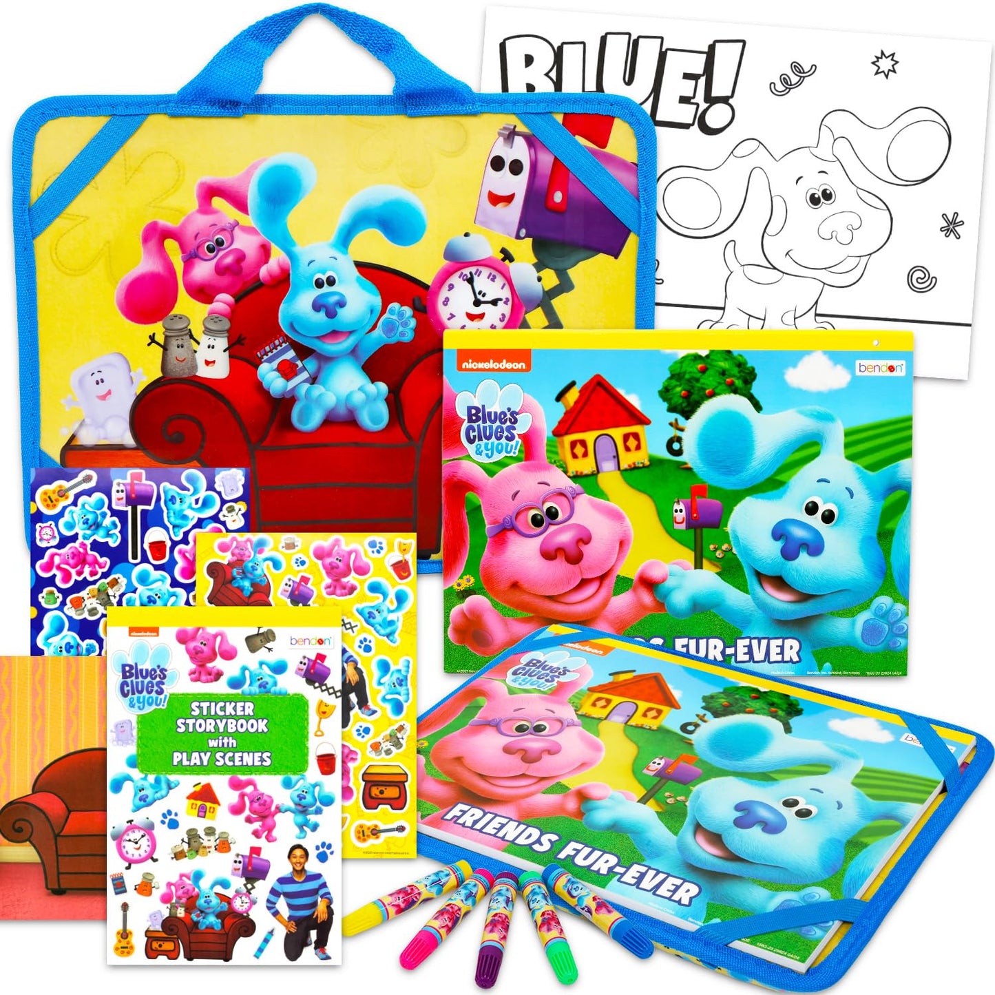 Nickelodeon Blue's Clues Lap Desk Activity Set for Kids with Case, Coloring Book, Sticker Book, Games, Puzzles and More | Blue's Clues Travel Lapdesk Activity Pack