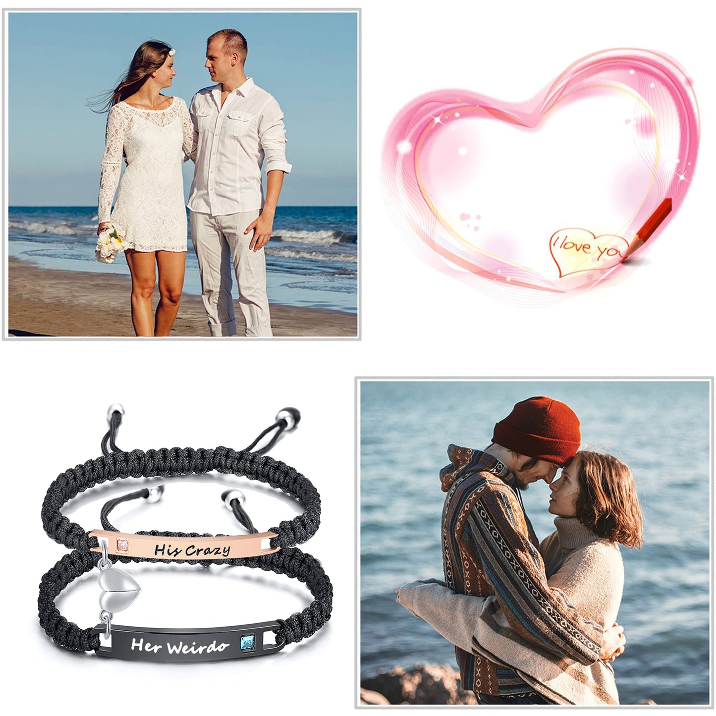 MEALGUET Personalized Couple Bracelet Customized Couple Bracelets Set Mutual Attraction Custom Name Relationship Bracelet Personalized Gift for Men Women