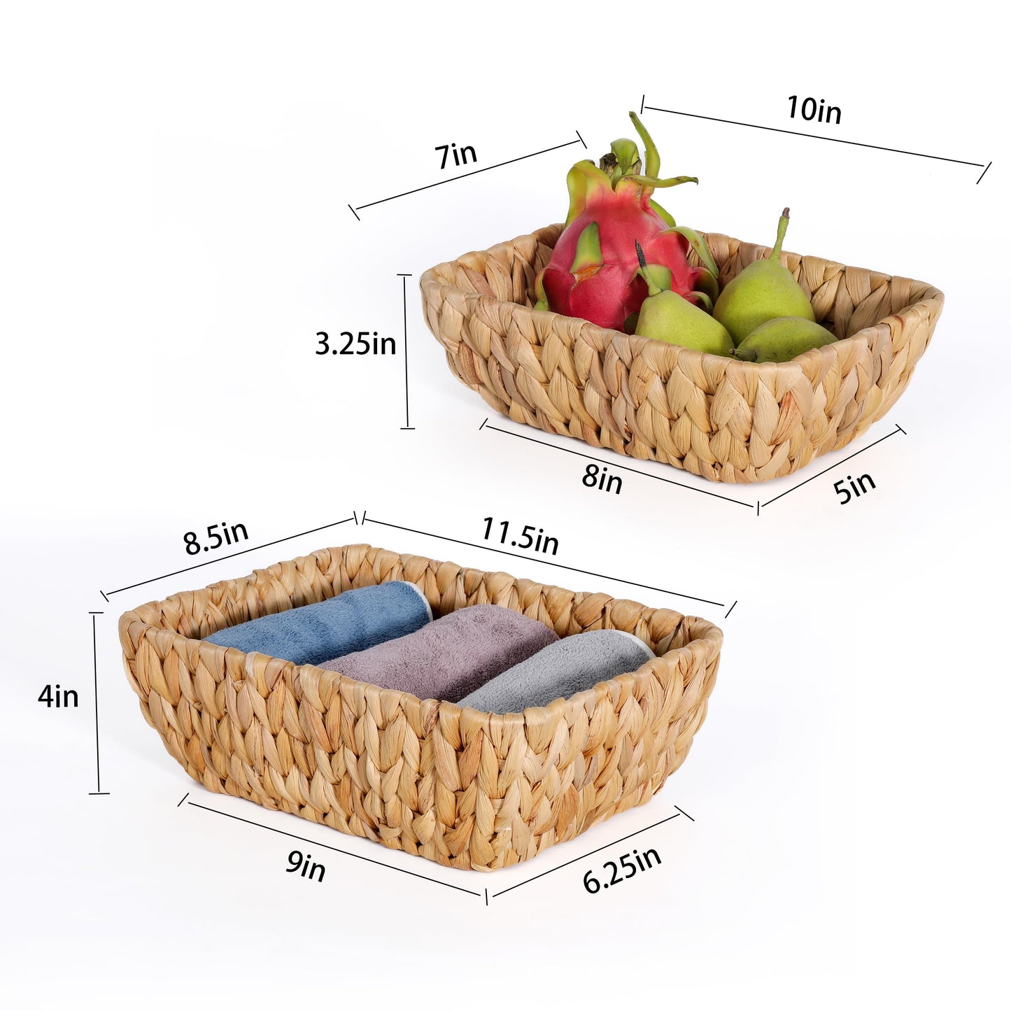 Small Wicker Baskets for Organizing 2 Pack, Hand Woven Baskets for Storage, Towels and Toilet Paper Organization, Woven Gift Basket,Countertop Baskets Set for Organizing