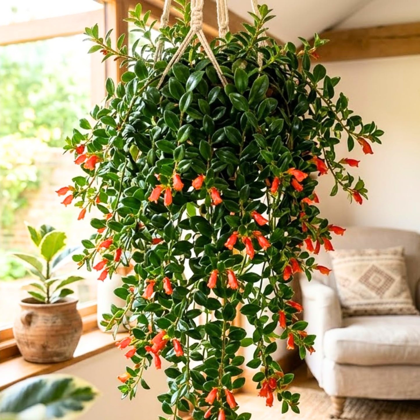 Trailing Goldfish Plant Live in 4" Pot, Tropical Houseplant for Hanging Baskets, Indoor Live Plant with Bright Blooms