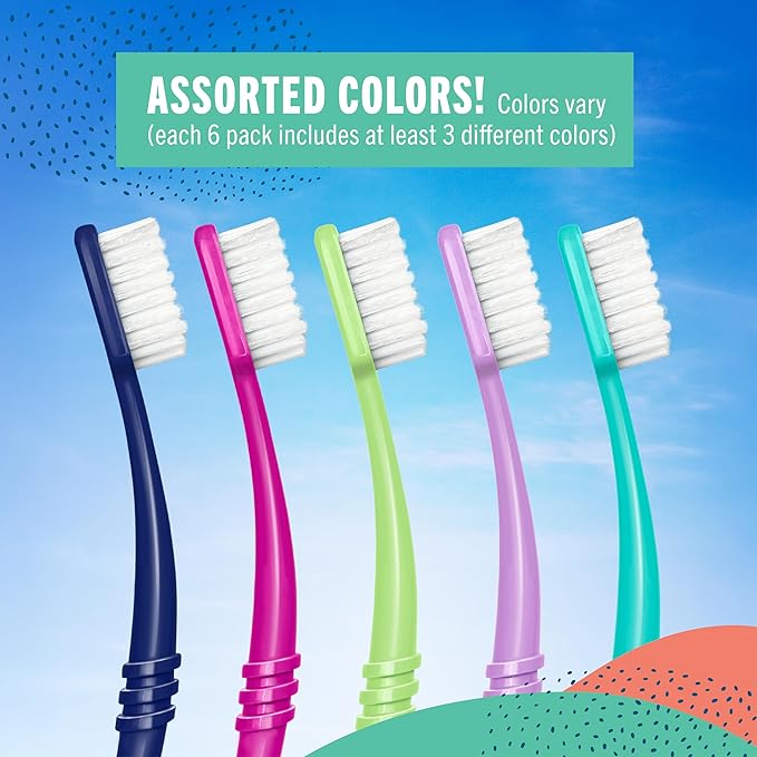 Preserve Eco Friendly Adult Toothbrushes, Made in The USA from Recycled Plastic, Lightweight Package, Soft Bristles, Colors Vary, 6 Pack