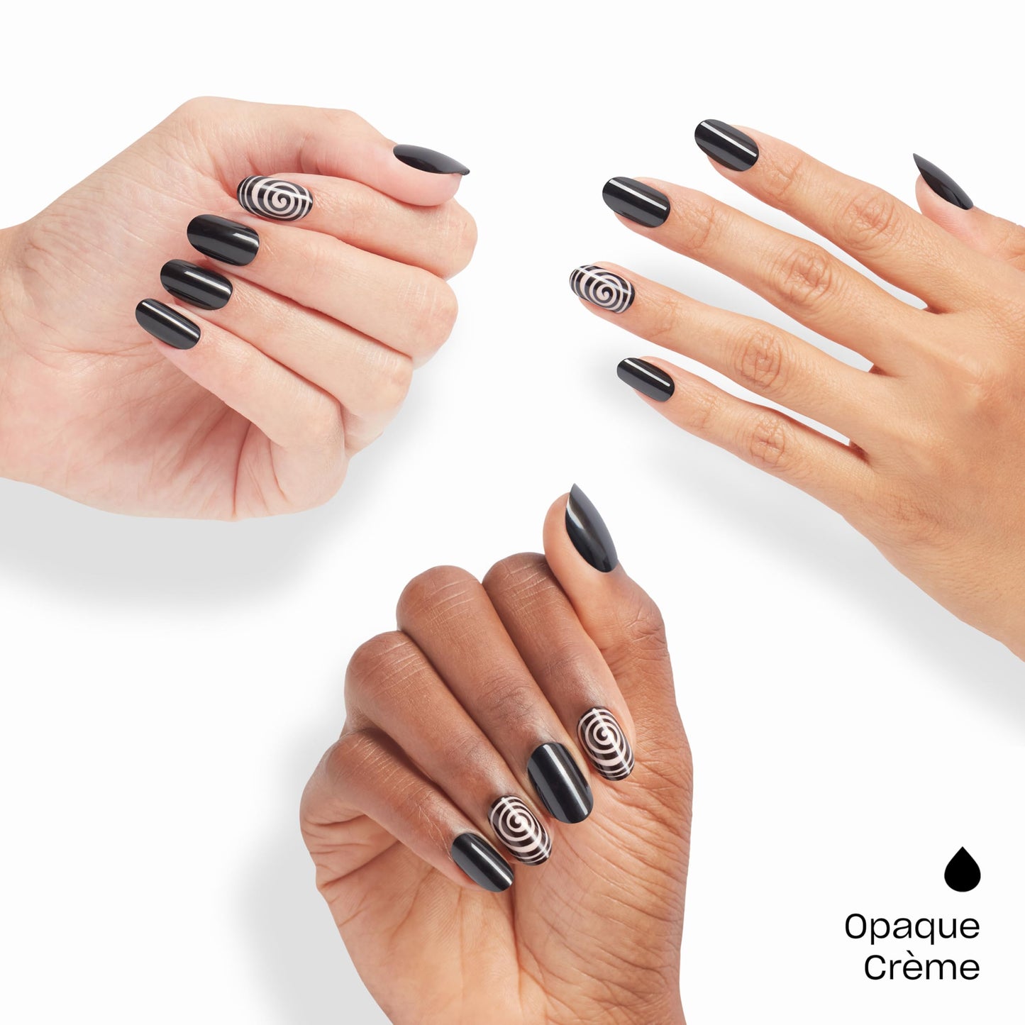 OPI On Point Swirl Next Door | Short Round Black with Abstract Swirls Nail Art Press On Nails | 24 Count with Nail Glue | Long Lasting, Reusable, Non-damaging | Fall 2025 Shades