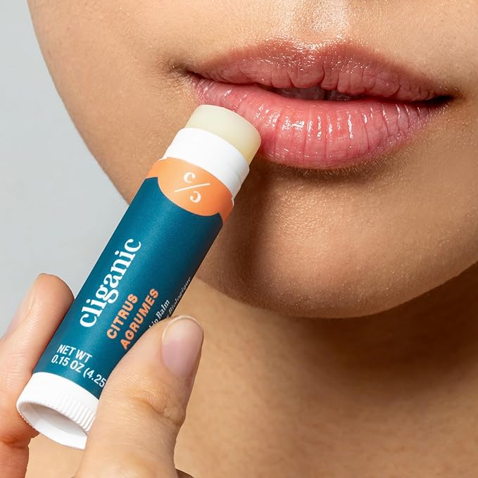 Cliganic Organic Lip Balm Set (4 Packs of 6 Tubes), 100% Natural Moisturizer for Cracked & Dry Lips