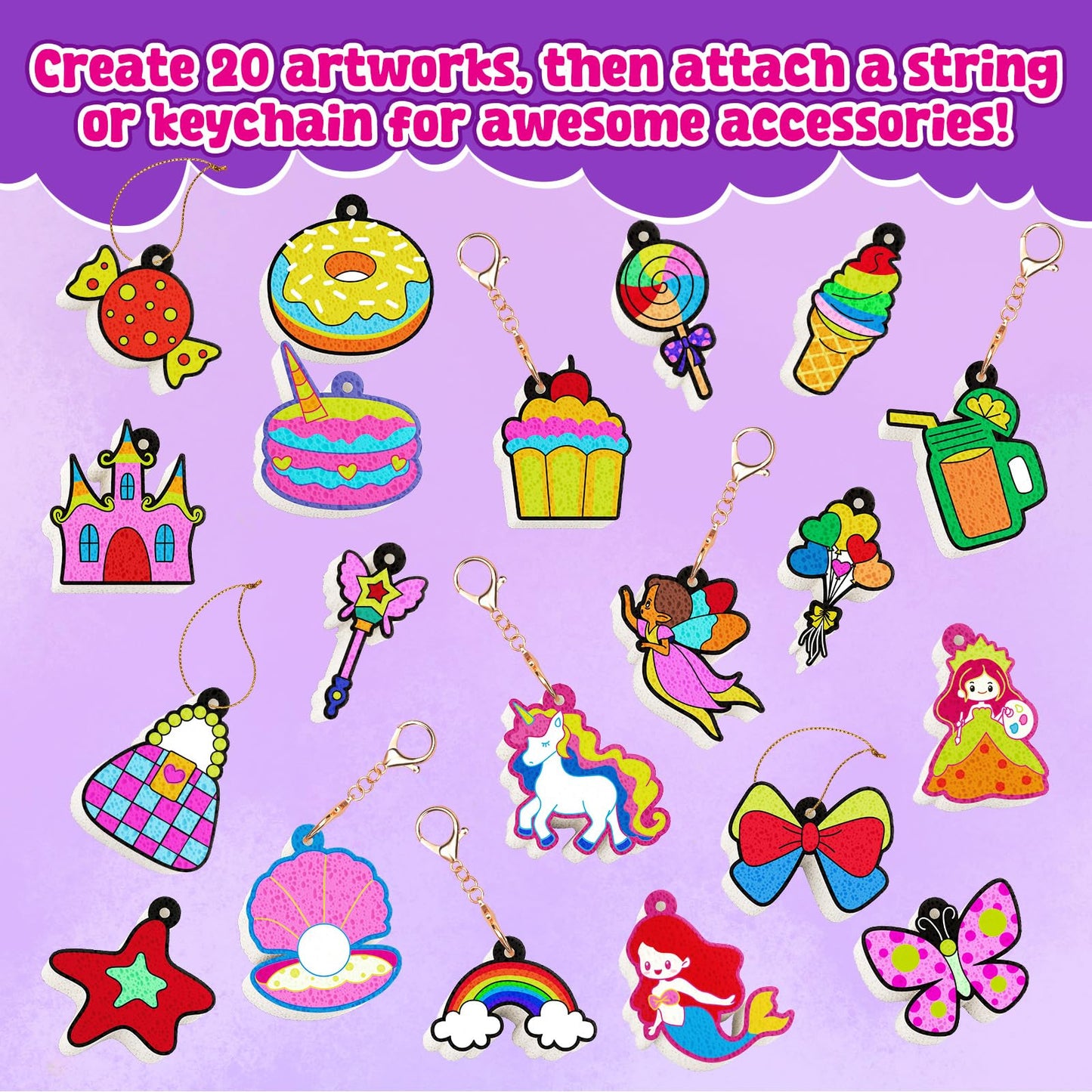 JoyCat Art Kit- 3D DIY Foam Texture Painting Kit, Unicorn & Princess Magic Puffy Paint Kit, Easter Basket Stuffers, Craft Kits for Kids, Creative Gift for Girls & Boys Ages 4, 5, 6, 7, 8, 9, 10
