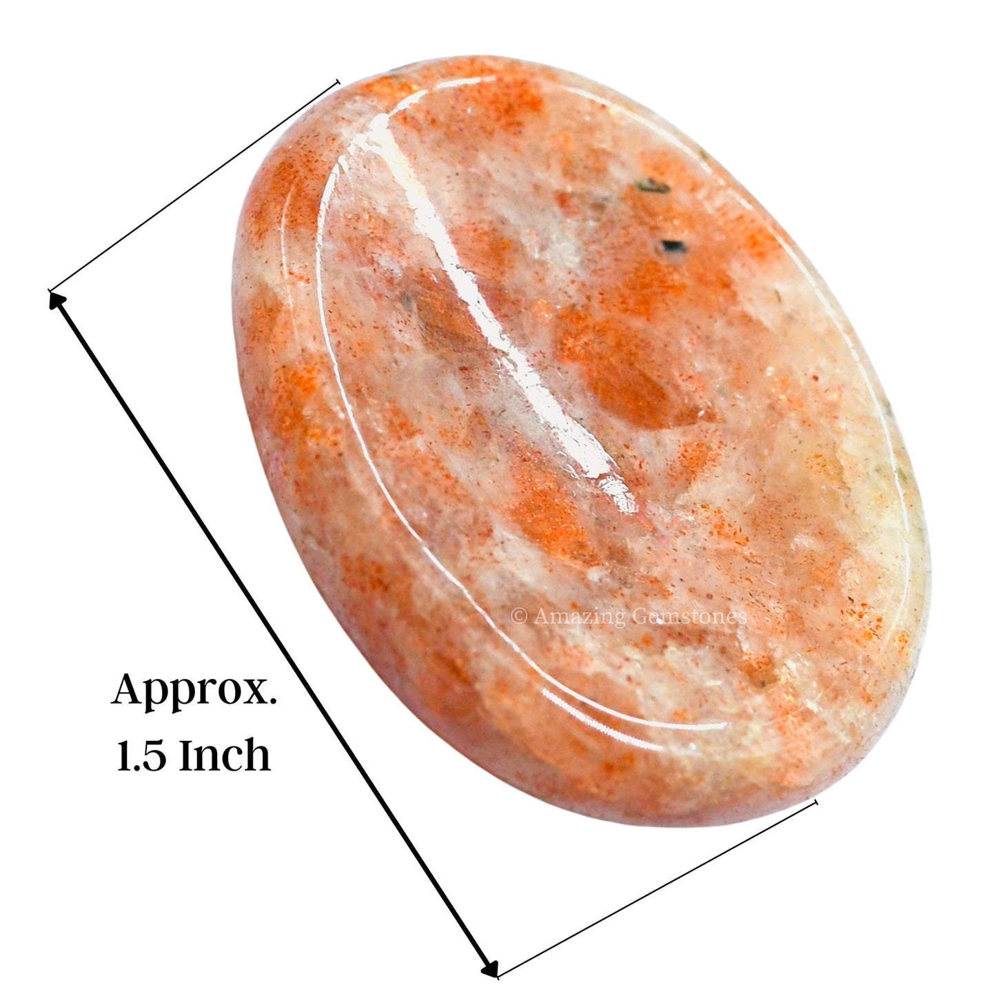 Amazing Gemstone Sunstone Worry Stone, Healing Crystals - Piedra Crystal Fidget for Gift, Meditation, Calming, Relaxation, Stress Relief
