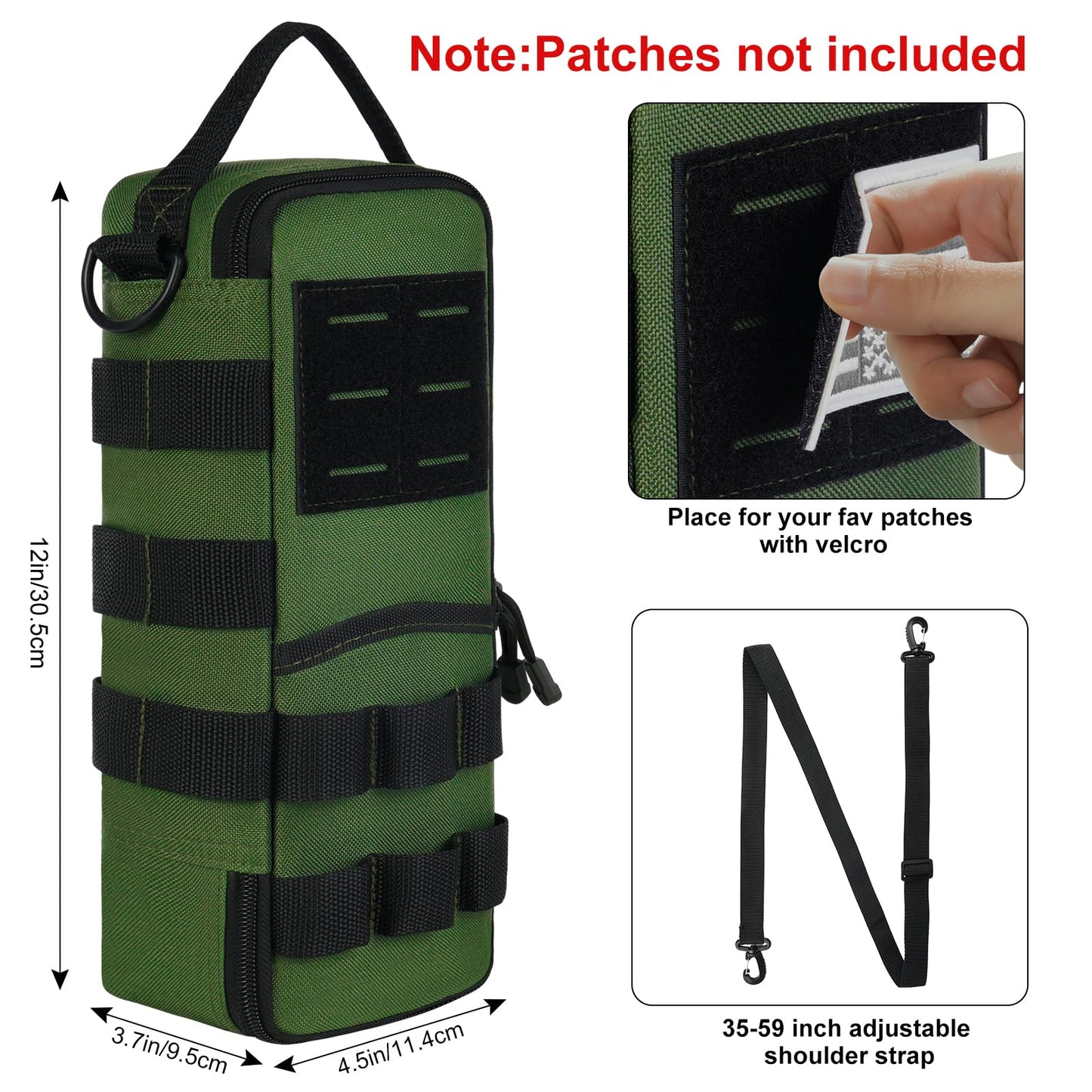 Heavy Duty Small Tool Bags for Men with Carabiner,Tactical Tool Pouch Bag,Portable Utility Tools Storage Organizer Case with Shoulder Strap for EDC,Motorcycle,Camping,Road Trip,Electricians,Green