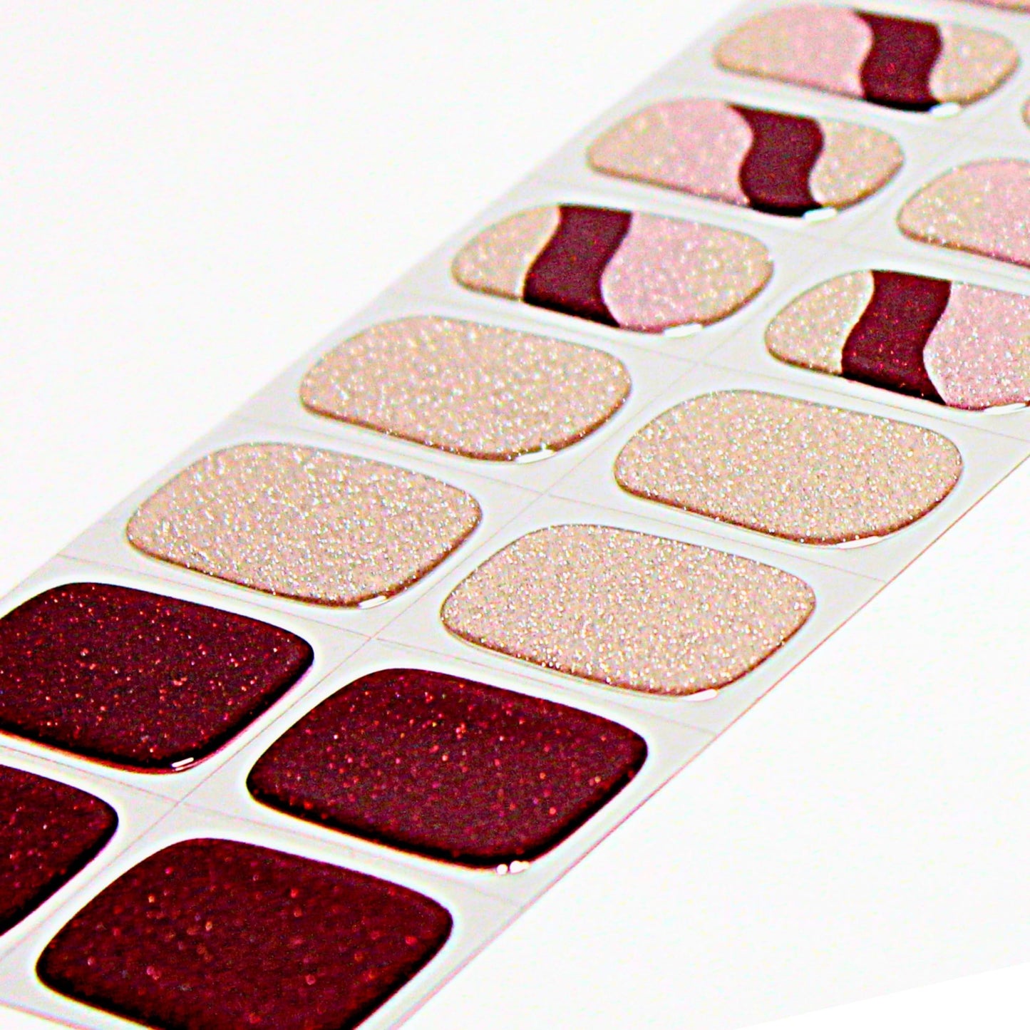 ALICE & BELLA Valentine Day Semi Cured Gel Nail Strips-20 PCS Rose Red with Gold & Dark Red Glitter Gel Stickers, Use with UV Light Lamp, Salon Quality Manicure Wraps(Rose Velvet)