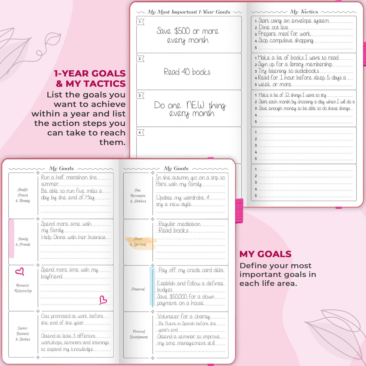 GoGirl Planner and Organizer for Women – Pocket Weekly Planner, Goals Journal & Agenda for Time Management & Productivity. Undated (Hot Pink)