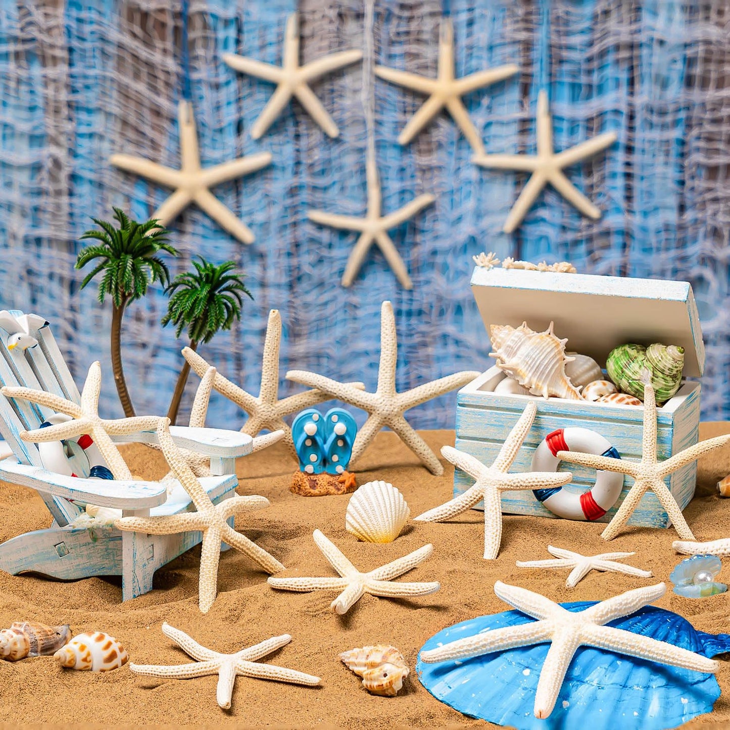 24 Pcs Starfish for Crafts, 2'' to 4'' Star Fish Shells Decorations, Natural Starfish Decor Bulk for Beach Theme DIY Crafts Christmas Tree Ornaments