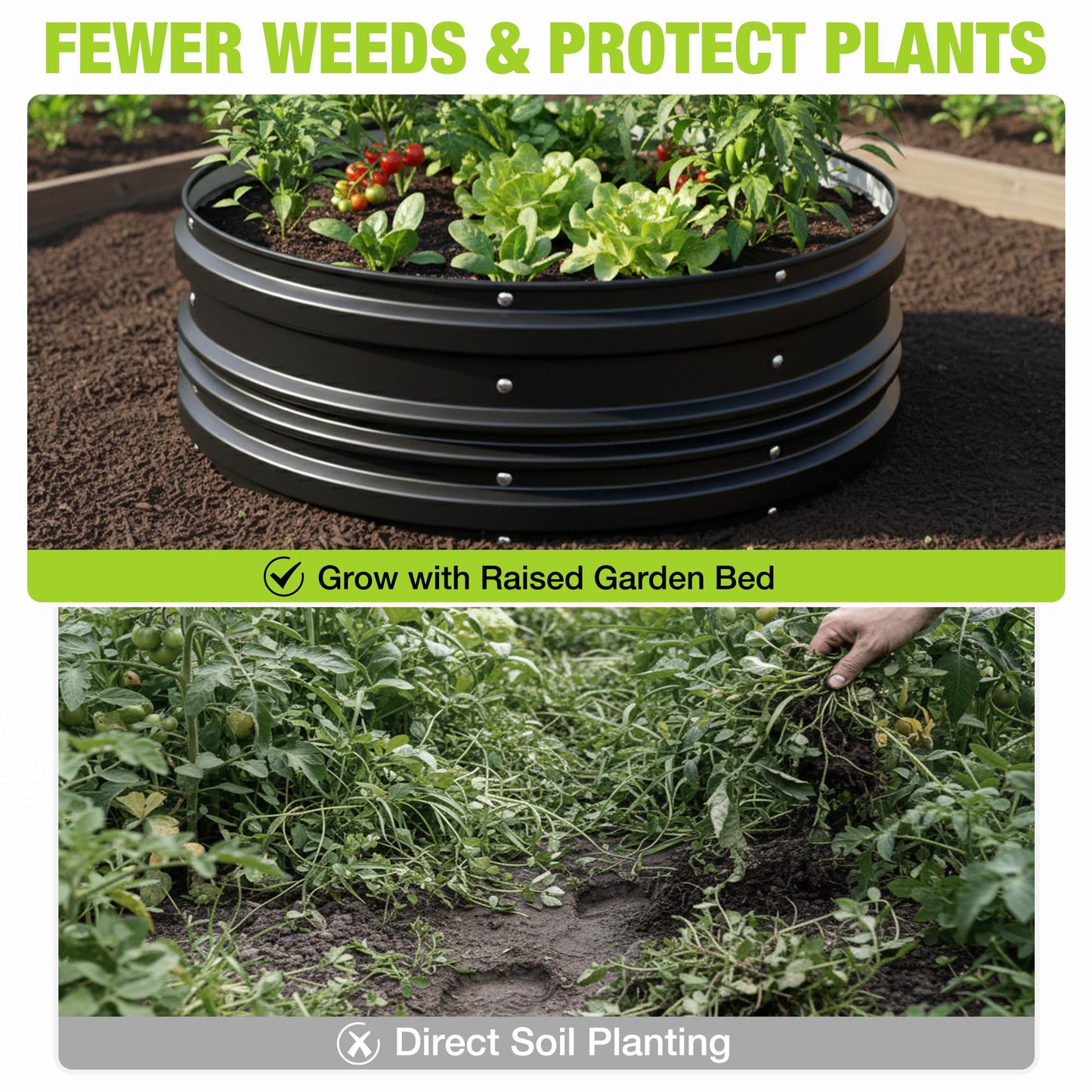 WORKPRO 3PK 2x2x1ft Outdoor Galvanized Raised Garden Bed Kit, Rust & Corrosion Protection, Easy Assembly, Safe Edge, Ideal for Vegetables & Flowers, Black