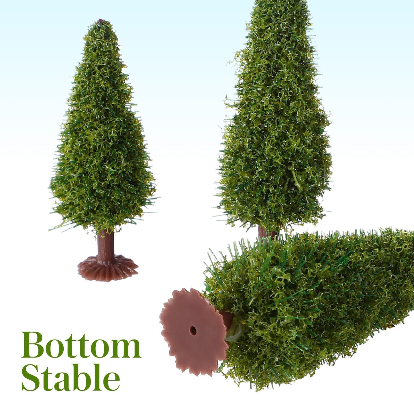 WRITWAA 15Pcs Mini Cedar Model Trees for Model Railroad Scenery Landscape Layout Small Green Trees for Diorama Kits and Miniature Train Accessories