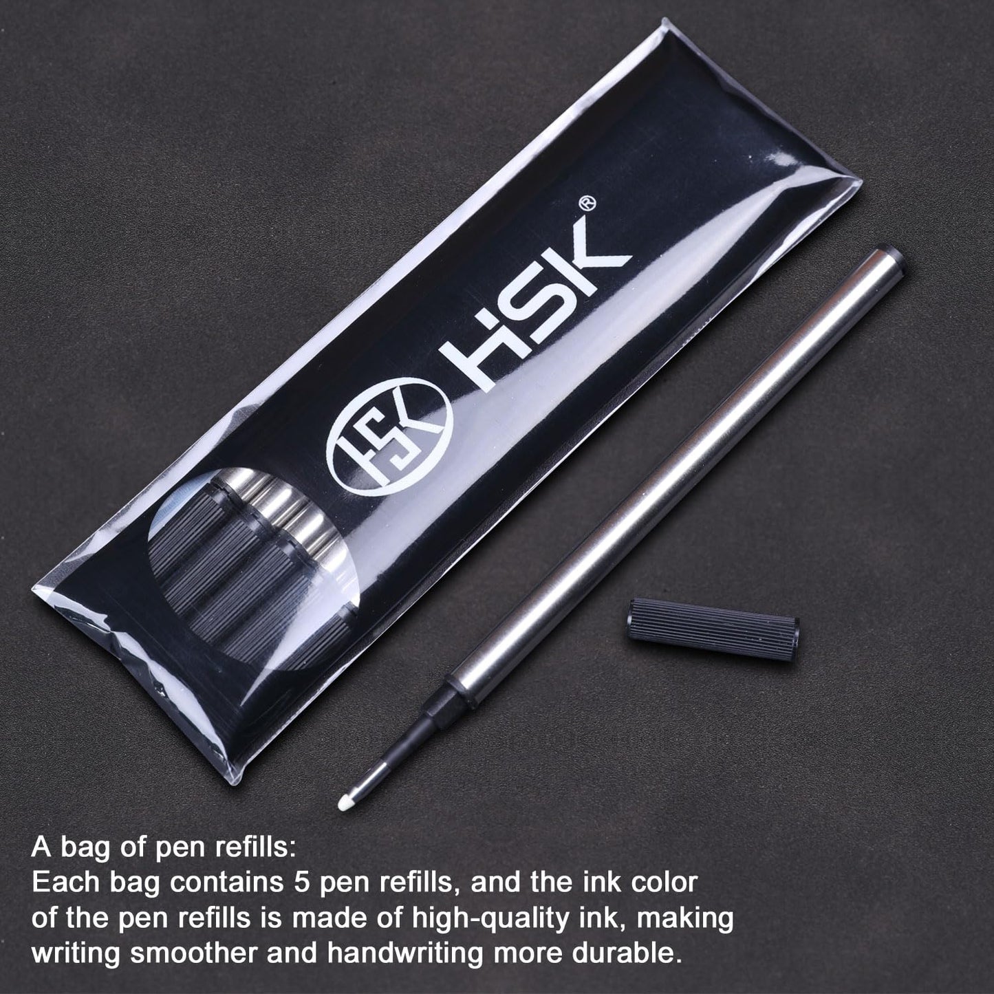 HSK Luxury Ballpoint Pens gift Pen Black Refill Line width 0.5mm,Best Ball Pen Gift Set for Men & Women Professional Executive,Office,Nice Pens Classy Gift Box (Grey)
