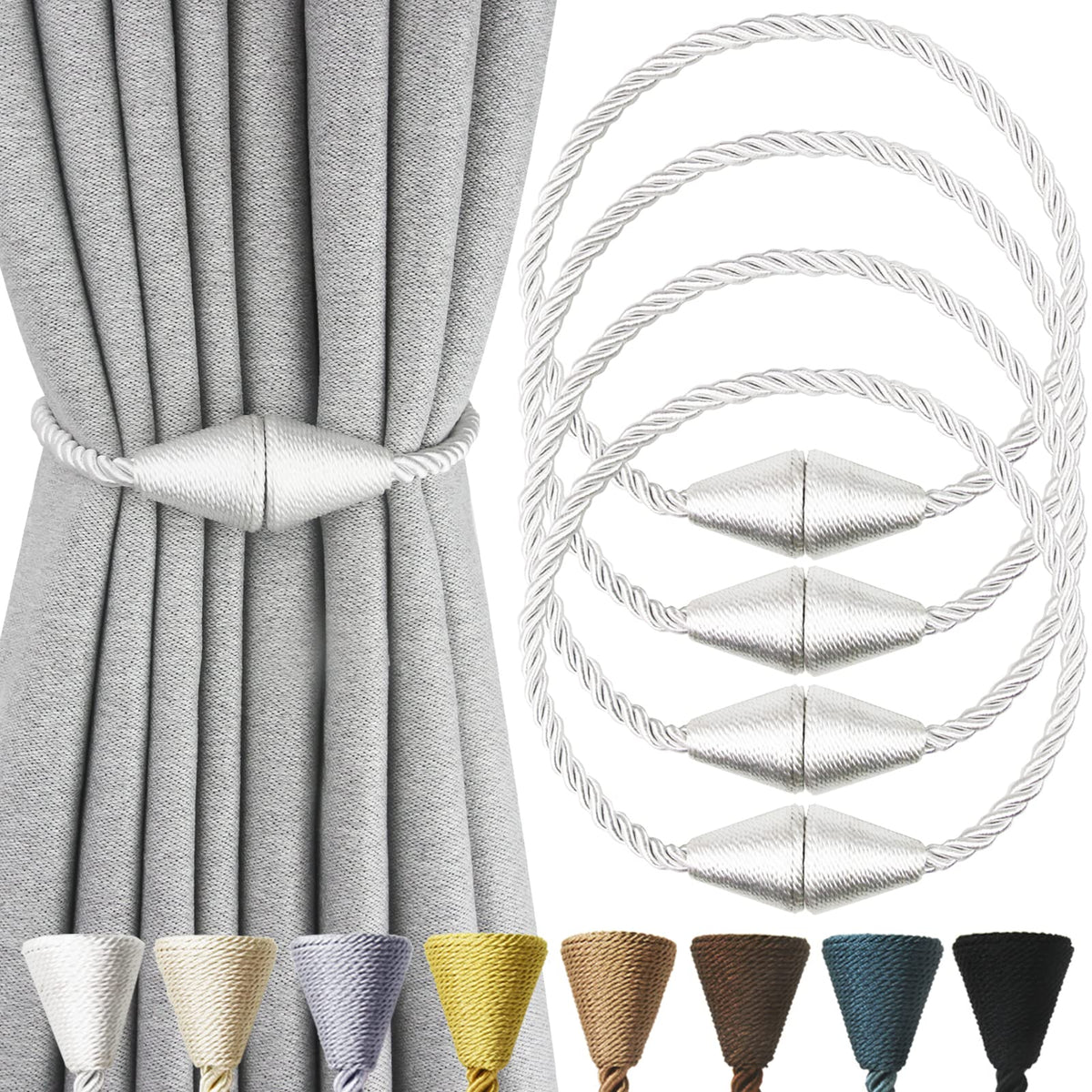 Magnetic Curtain Tiebacks Rope Decorative Holdbacks for Drapes Nieffeiy