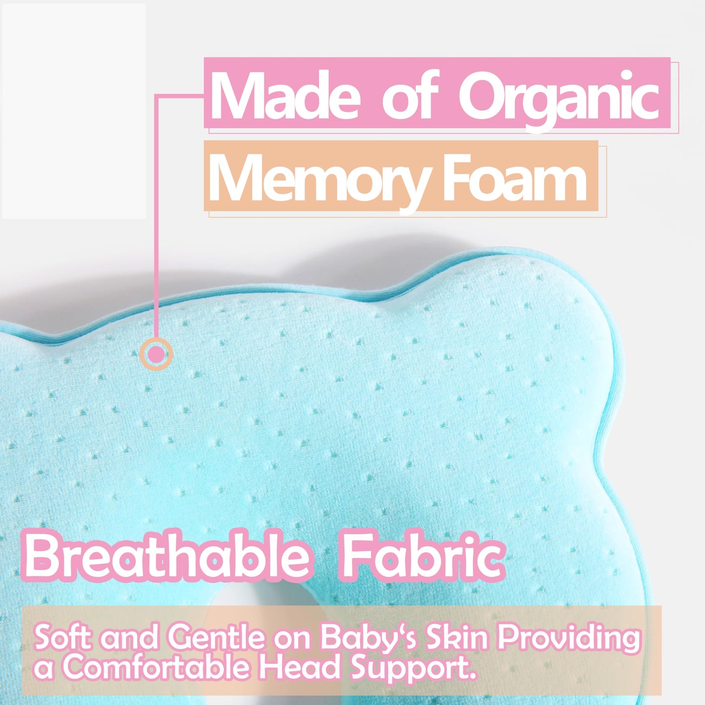 Memory Foam Baby Pillow,Cute Cartoon Bear Soft and Cozy Pillow, Breathable Bedding Set