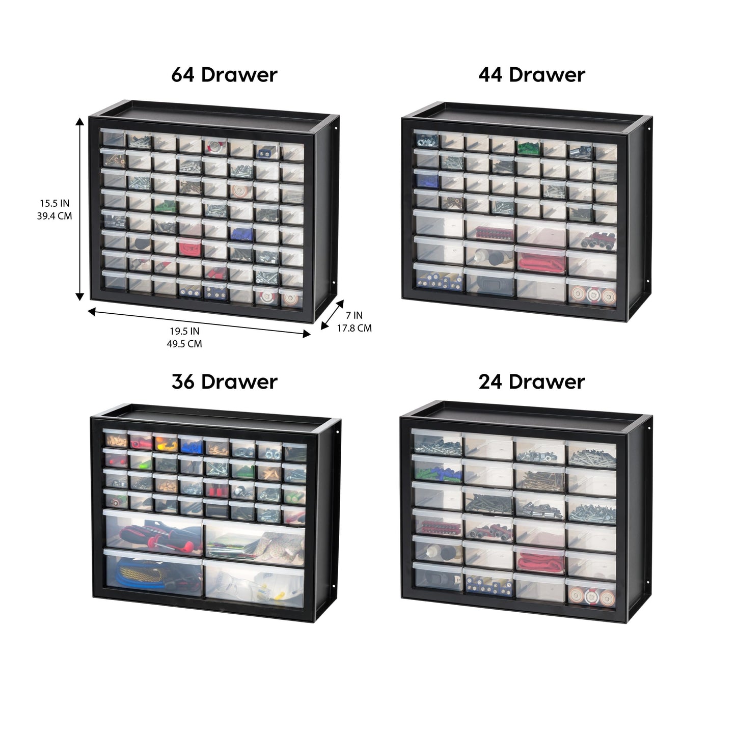 IRIS USA 36-Drawer Storage Cabinet, Made in USA, Small Parts Storage Craft Organizer, Tool Chest, Hardware, Electronics, Screws, Nuts & Bolts, Garage & Workshop Storage, Teacher Toolbox, Black