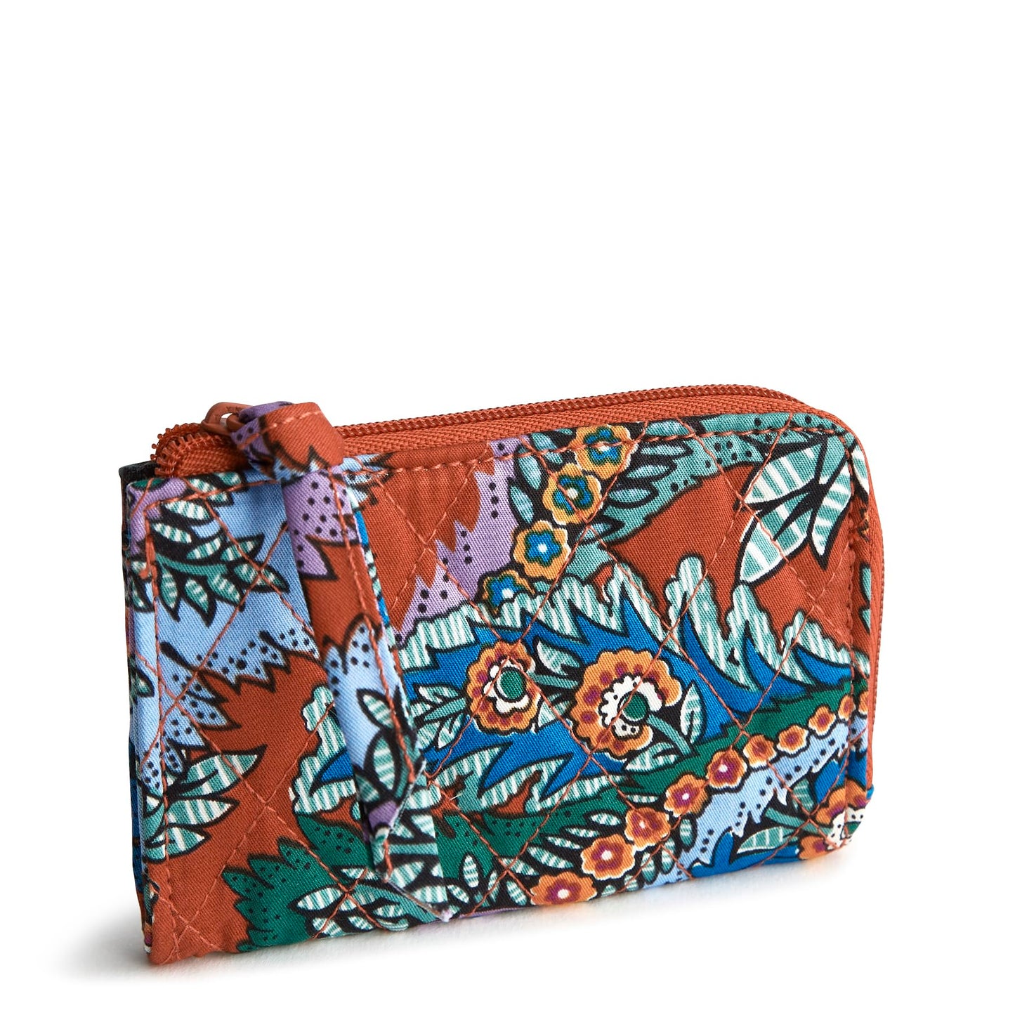 Vera Bradley Women's Premium Cotton Zip Card Pouch ID Case, Flowers + Feathers, One Size