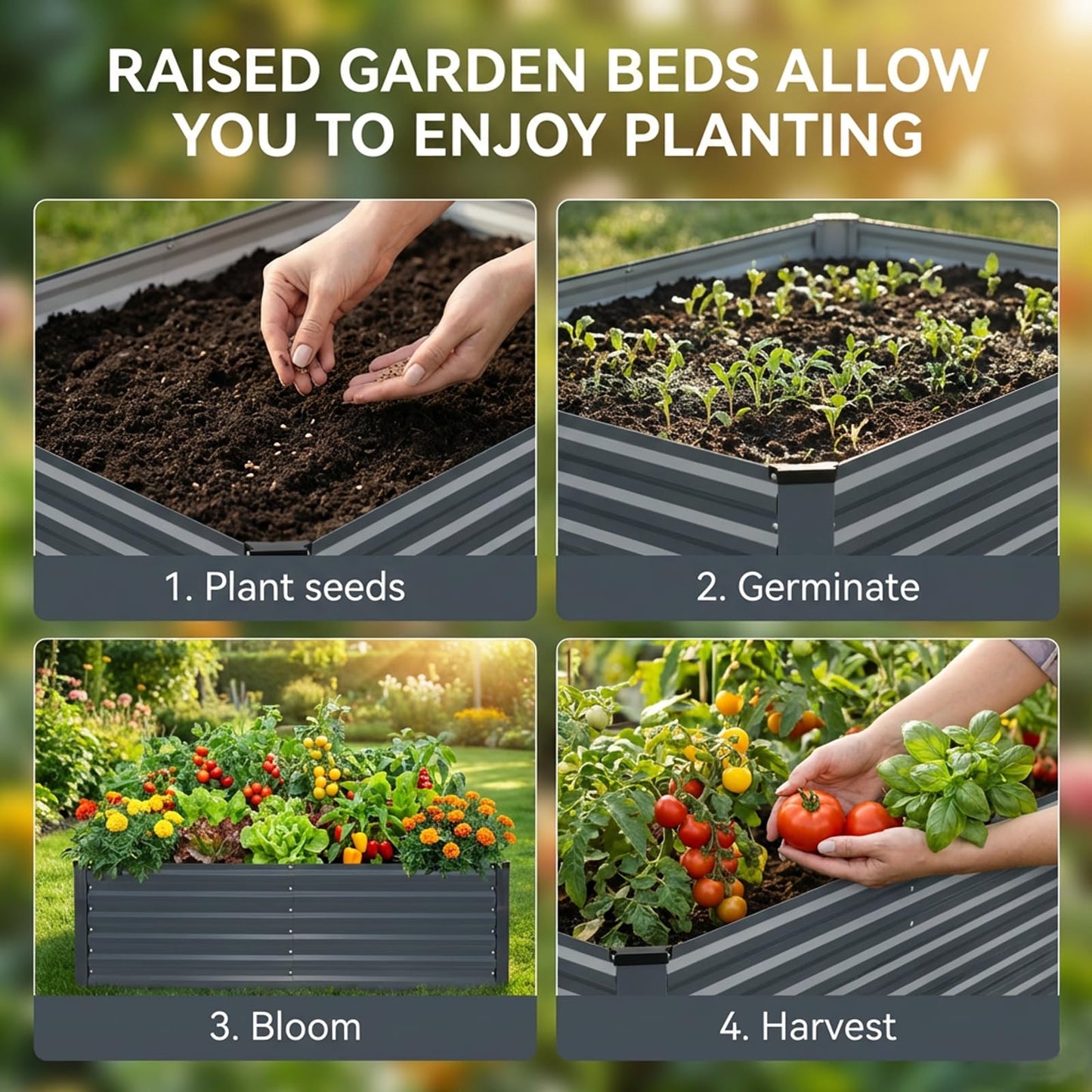 STBoo 6x3x2FT Galvanized Raised Garden Bed, Outdoor Metal Raised Planter Box for Vegetables, Elevated Rust-Resistant Rectangle Gardening Container Kit with Reinforced Panels for Backyard, Patio(Grey)