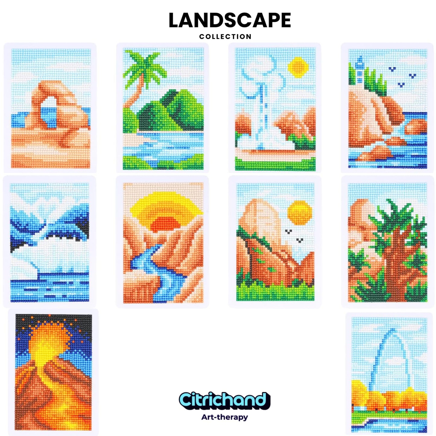 Citrichand Landscape Diamond Art Kits for Adults 10 Pack (4.7×6.6 in) – DIY Stress Relief Art Therapy Craft | Premium Design & Packaging | Relaxing Mindfulness Gift for Adult & Kid. (Landscape)