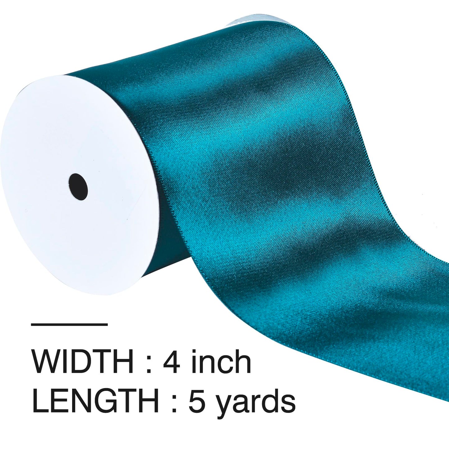 Ribest Teal Double Faced Satin Ribbon, 4 Inch 5 Yard Ribbon for Crafts Gift Wrapping Bows Wedding Party Decoration Bouquet