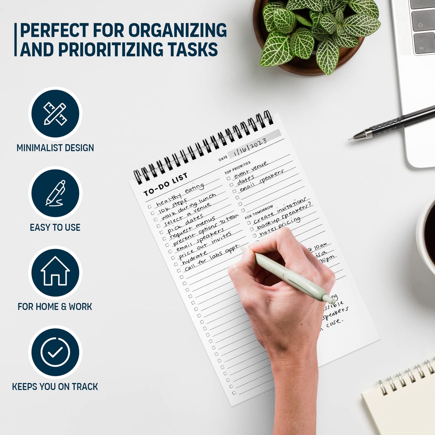 Of a Happy Kind To Do List Notepad: With Multiple Functional Sections - 6.5 x 9.8 60 Sheets - Spiral Daily Planner Notebook - Task CheckList Organizer Agenda Pad for Work - Note and Todo Organization