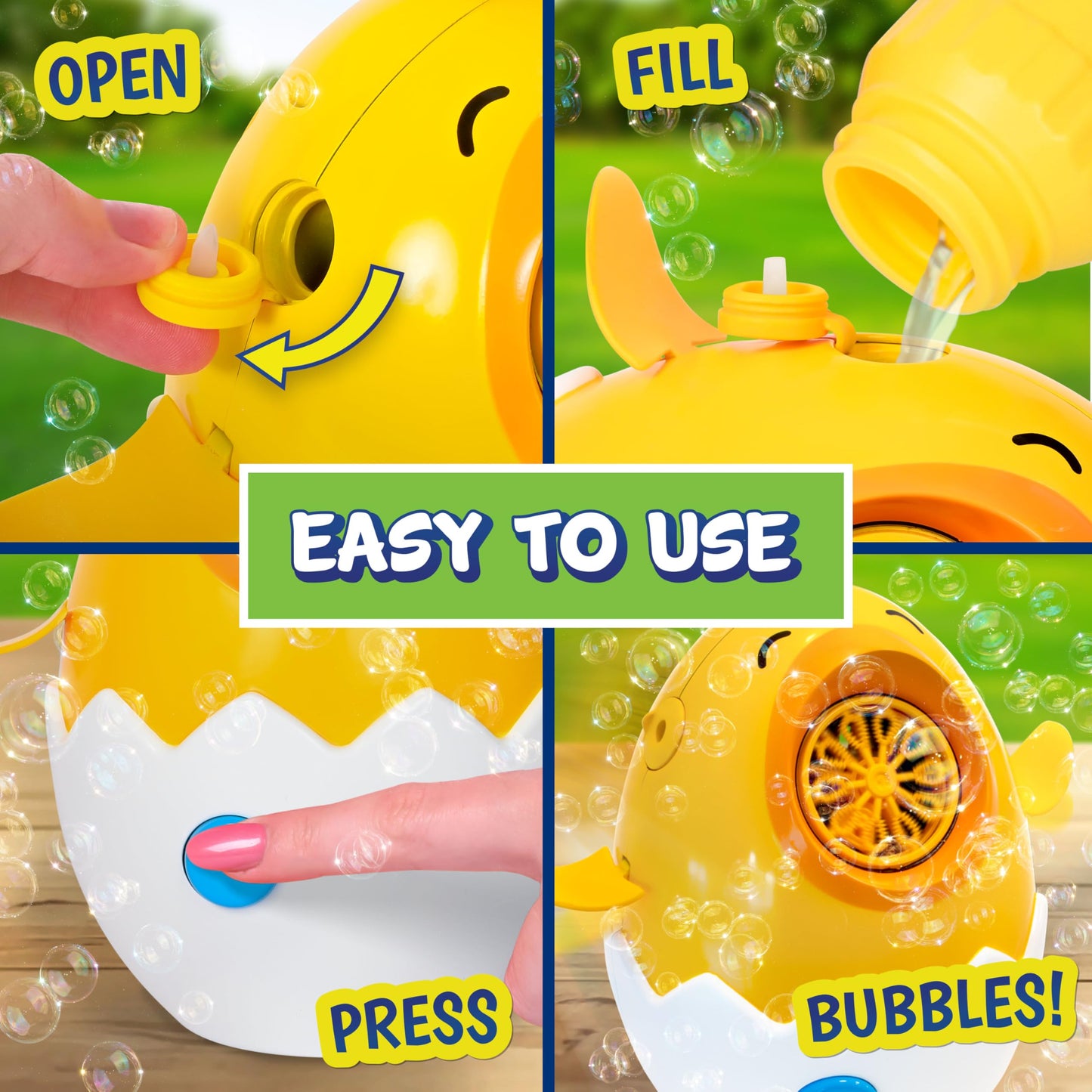 Maxx Bubbles Dancing Chick – Bubble Blower Toy for Kids, Spins & Flaps Wings, Outdoor Fun, Birthday Party Gift, Easter Basket Stuffer, Active Play