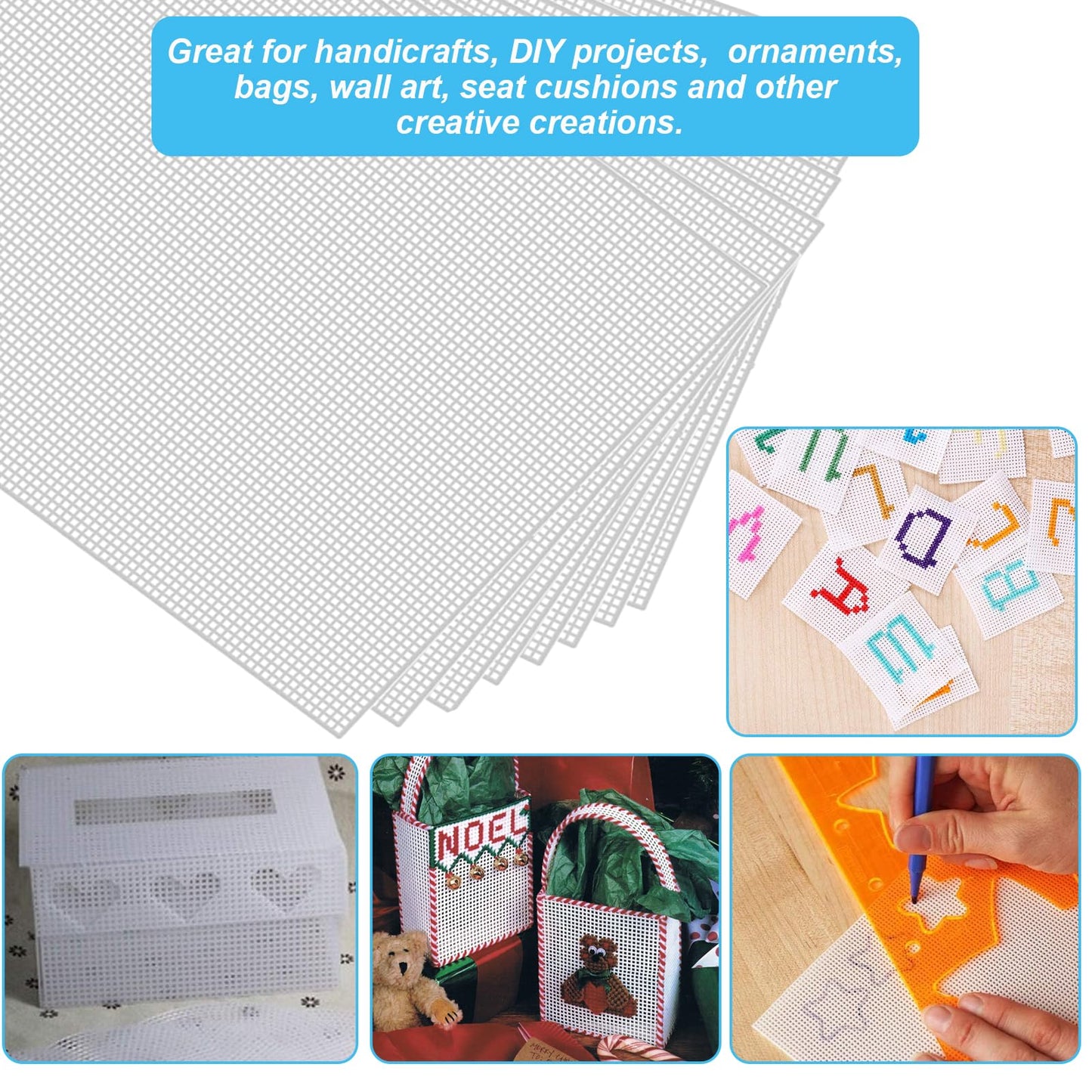 20 Pieces 7 Count Plastic Canvas Sheets, 8x12 Inch Plastic Mesh Sheet for Crafts, Eye Mesh Needlepoint Canvas 18 Mesh for Embroidery, Acrylic Yarn Crafting, Knit Crochet Projects and Make Dividers