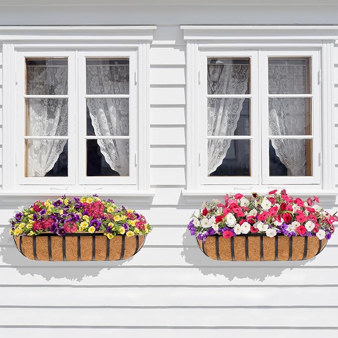 Y&M 36" Coco Liner for Window Box Deck Basket Planter Trough Coconut Fiber Liners, 2pcs Trough Coco Liner Pre-Formed Replacement