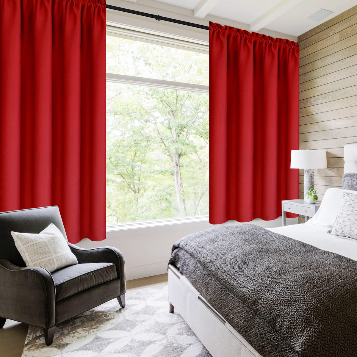Blackout Curtains for Bedroom Living Room 42 x 63 Inch Long Red